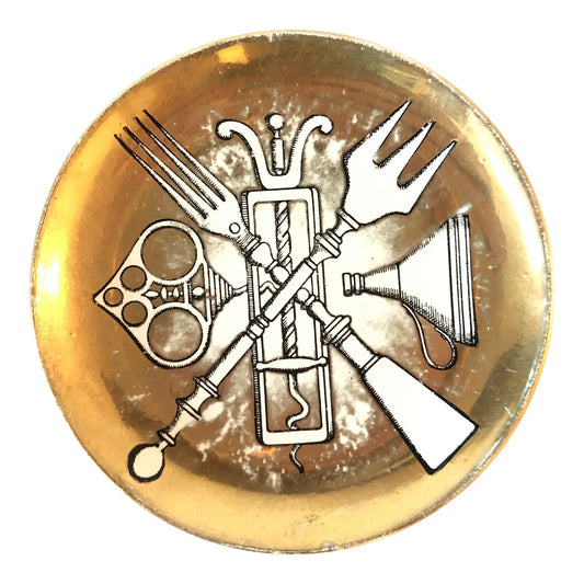1950s Fornasetti Milano Posateria Gold Coaster or Pin Dish