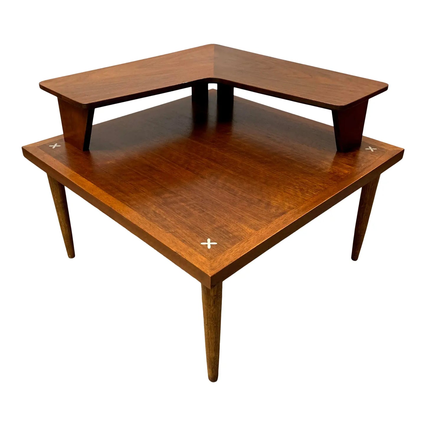 1950s Merton Gershun for American of Martinsville Mid-Century Modern Two Tier Corner Table