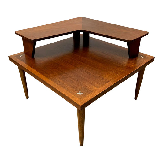 1950s Merton Gershun for American of Martinsville Mid-Century Modern Two Tier Corner Table