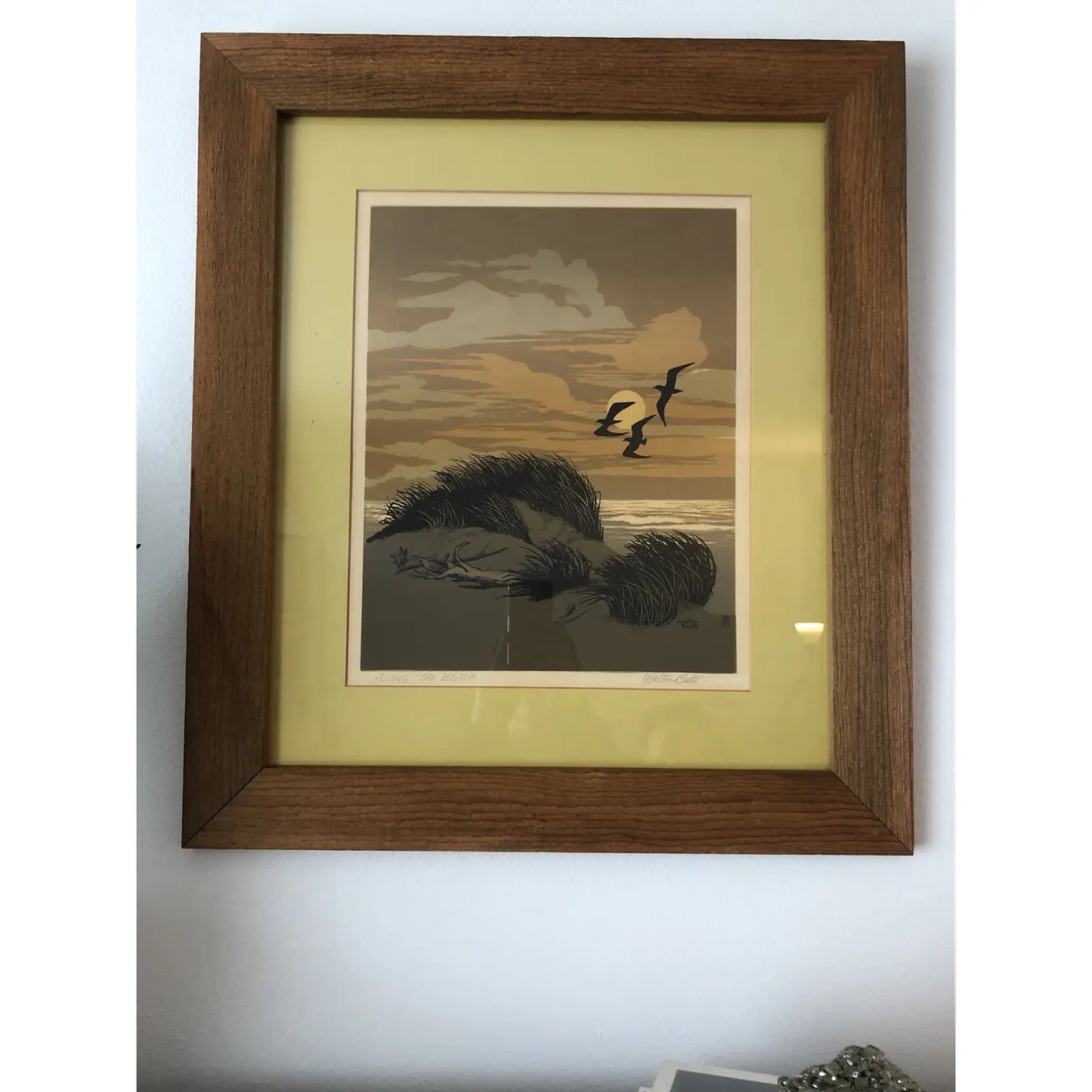 1960s "Along the Beach" Seascape Serigraph by Walton Butts, Framed
