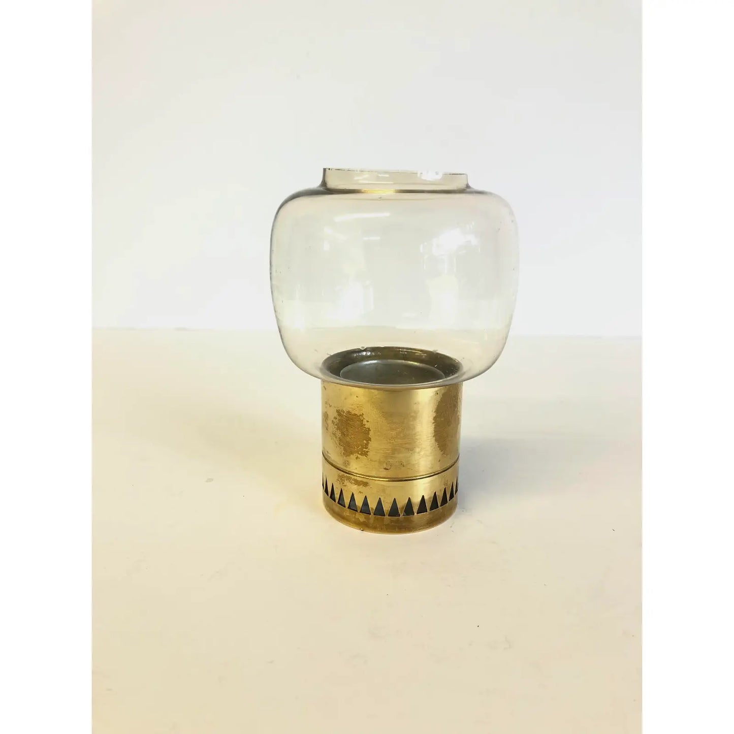 1960s Brass and Glass Candle Holder by Hans-Agne Jakobsson Markaryd, Sweden