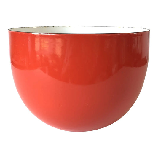 1960s Kaj Franck l Enamel Danish Modern Red and White Bowl
