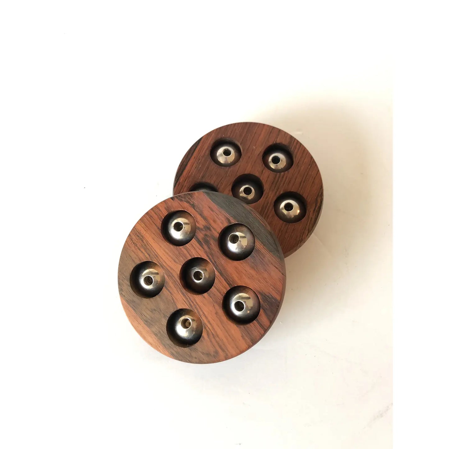 1960s Mid-Century Modern Nissen Rosewood Silverplate Taper Candle Holders, Denmark- a Pair