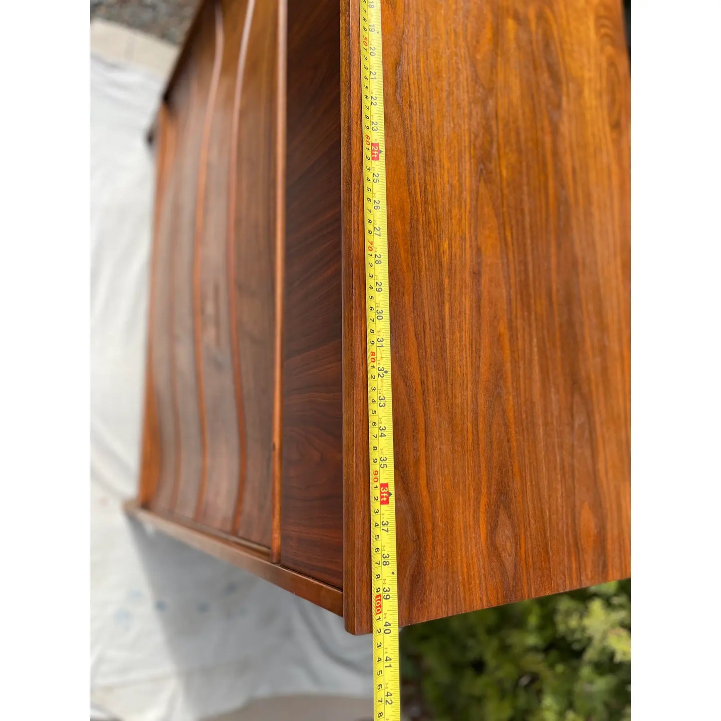 1960s Mid-Century Modern Walnut Highboy Dresser With Curved Front Drawers