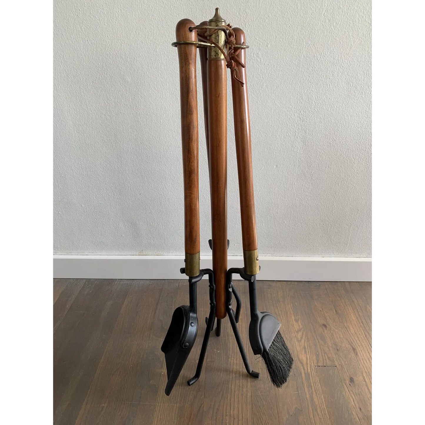 1960s Seymour Mid-Century Modern Long Teak Handle Fireplace Tool Set - 4 Pieces