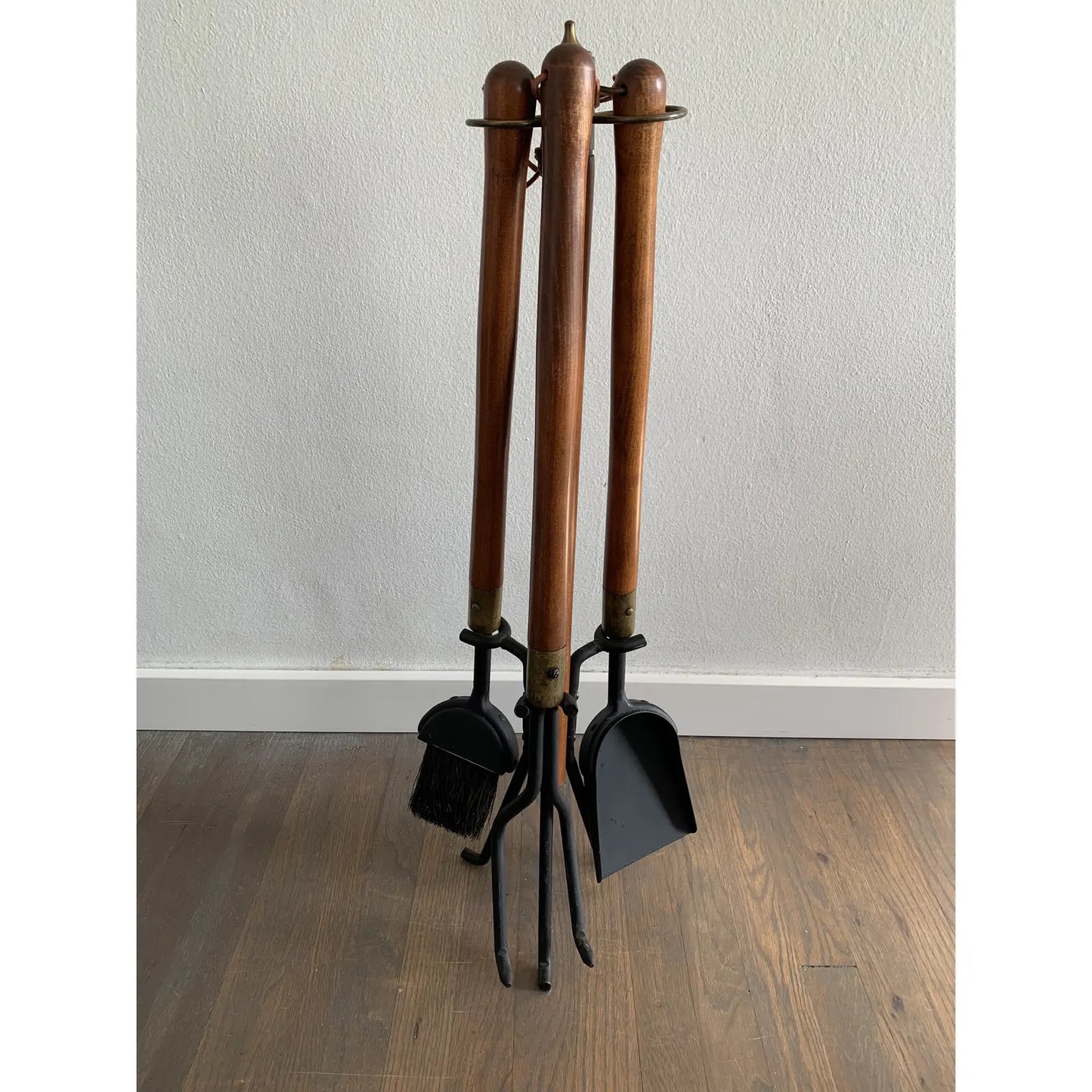 1960s Seymour Mid-Century Modern Long Teak Handle Fireplace Tool Set - 4 Pieces