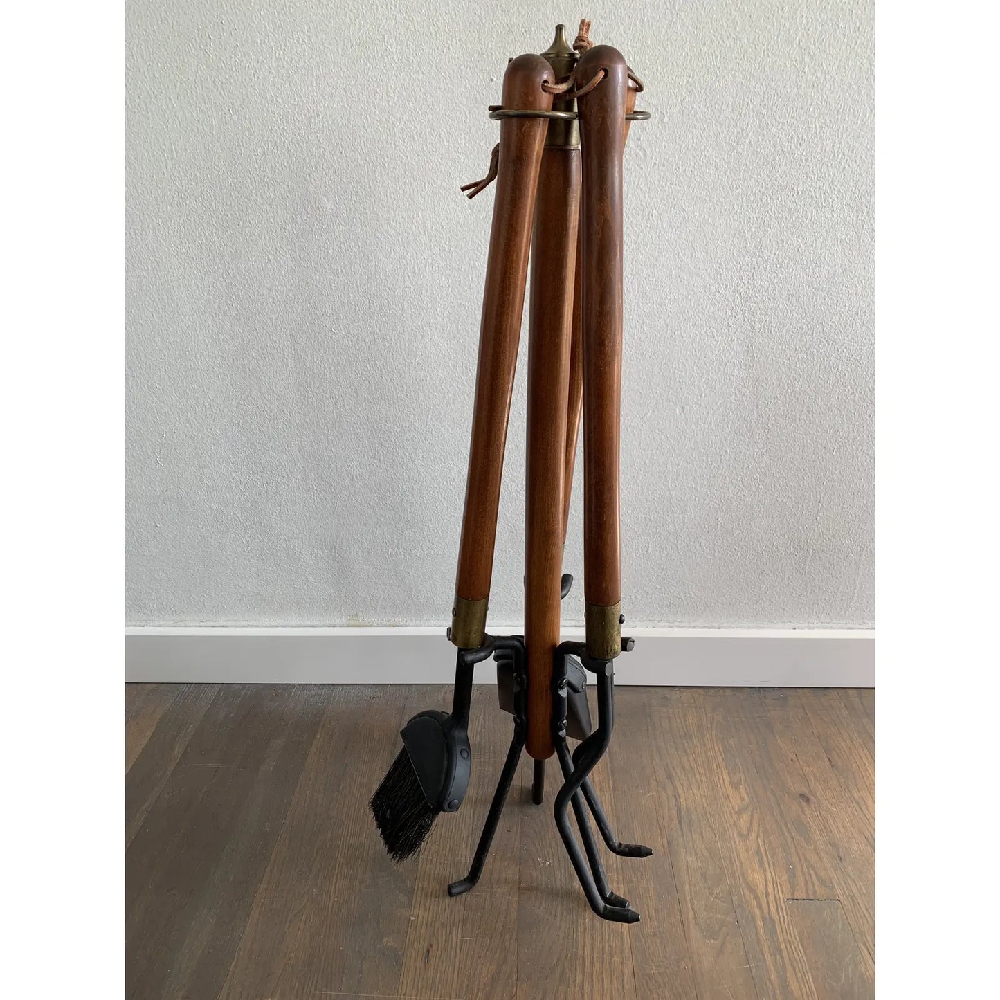 1960s Seymour Mid-Century Modern Long Teak Handle Fireplace Tool Set - 4 Pieces