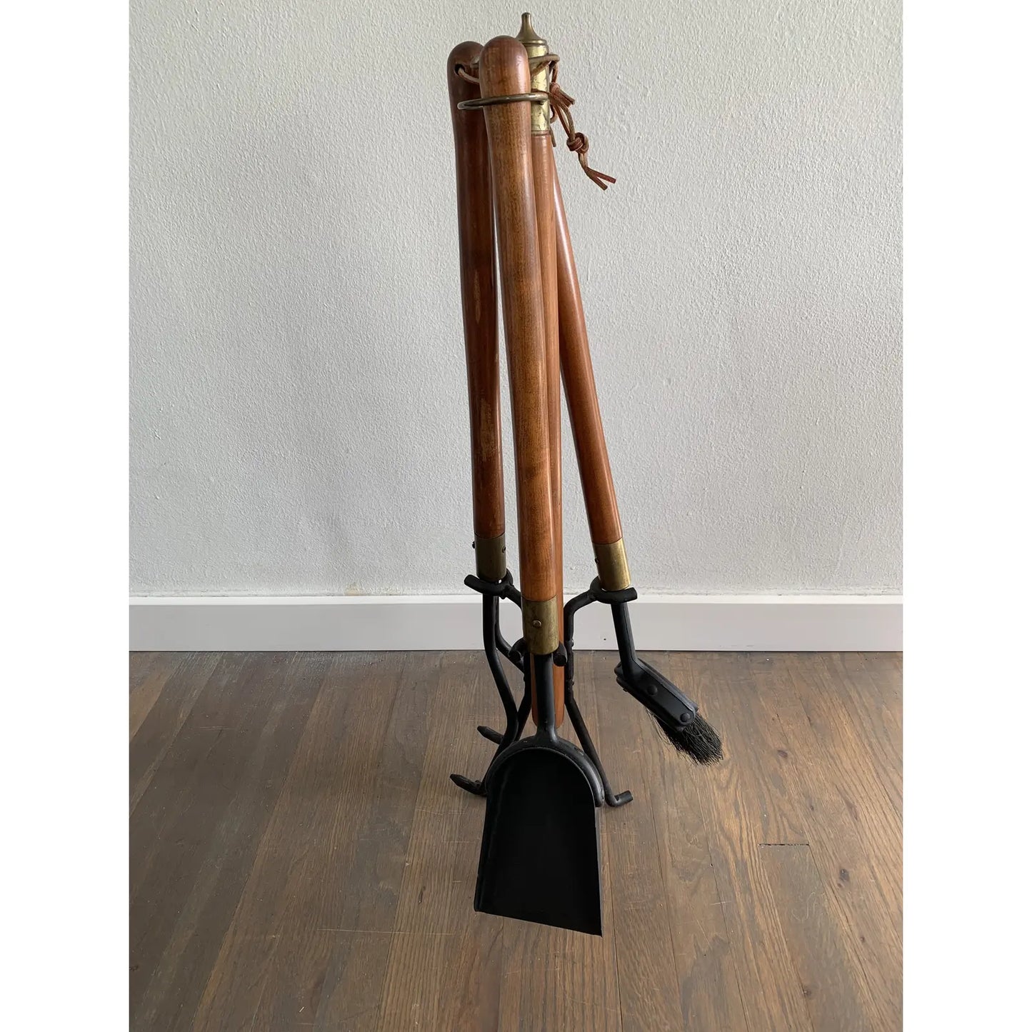1960s Seymour Mid-Century Modern Long Teak Handle Fireplace Tool Set - 4 Pieces