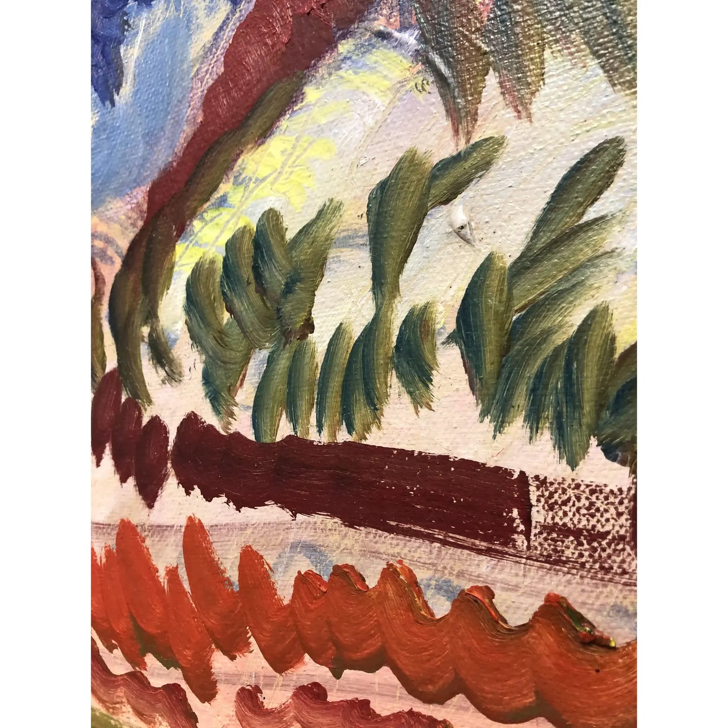1970s Bohemian Figurative Oil Painting Signed Nacamulli