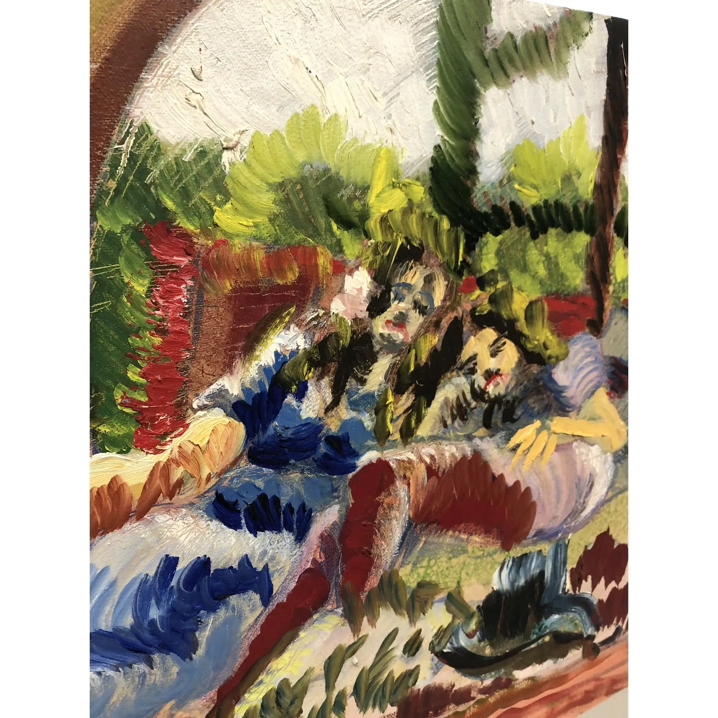 1970s Bohemian Figurative Oil Painting Signed Nacamulli