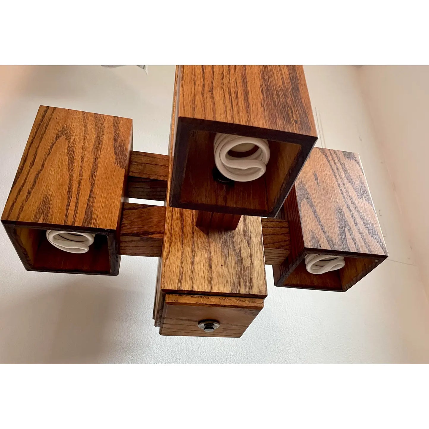 1970s Modernist Architectural Box-Form Swag Chandelier