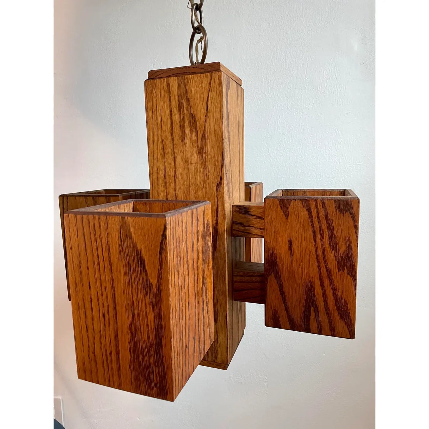 1970s Modernist Architectural Box-Form Swag Chandelier