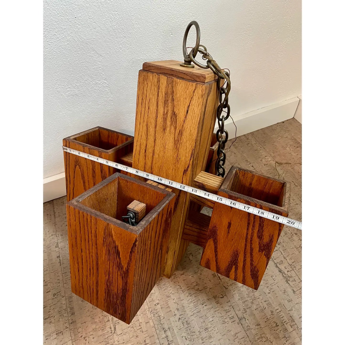 1970s Modernist Architectural Box-Form Swag Chandelier