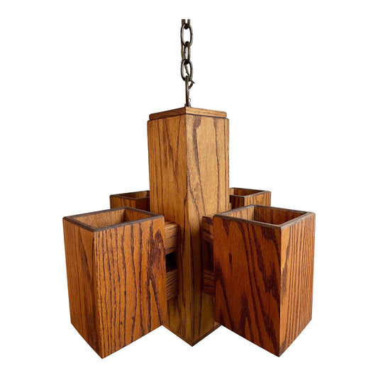 1970s Modernist Architectural Box-Form Swag Chandelier