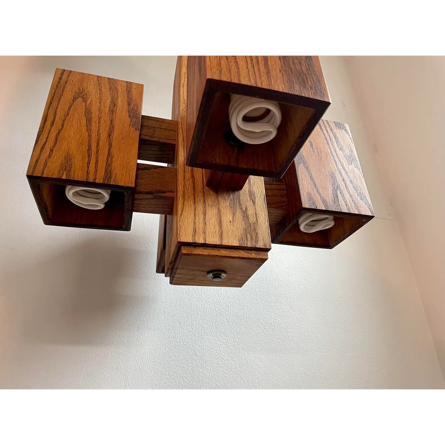 1970s Modernist Architectural Box-Form Swag Chandelier
