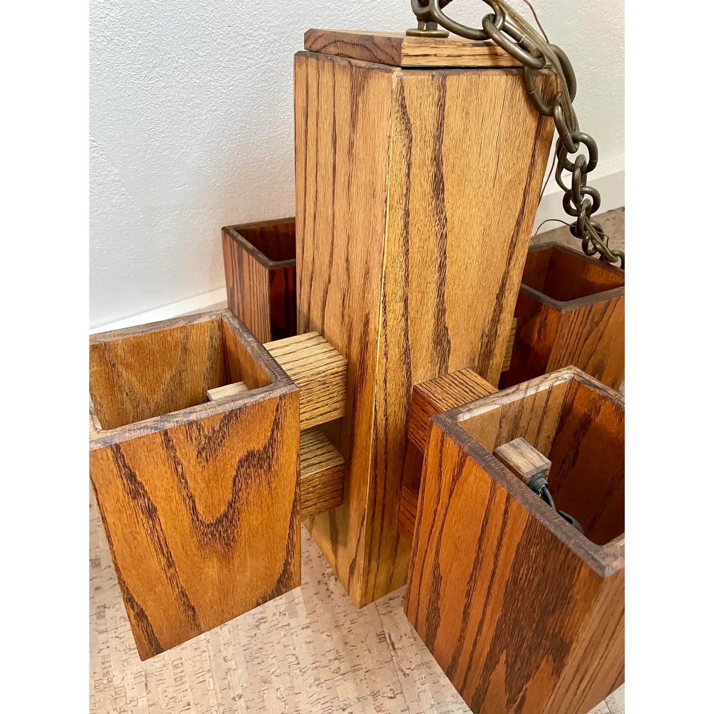 1970s Modernist Architectural Box-Form Swag Chandelier