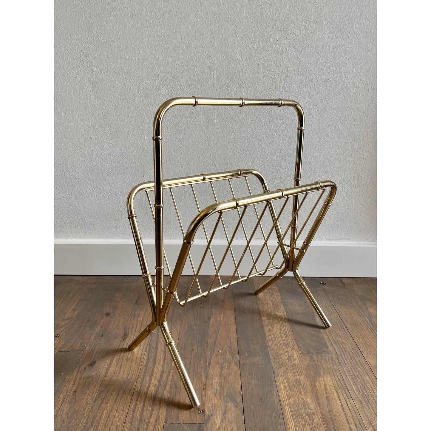 1970s Vintage Hollywood Regency Style Mid-Century Modern Brass Bamboo Magazine