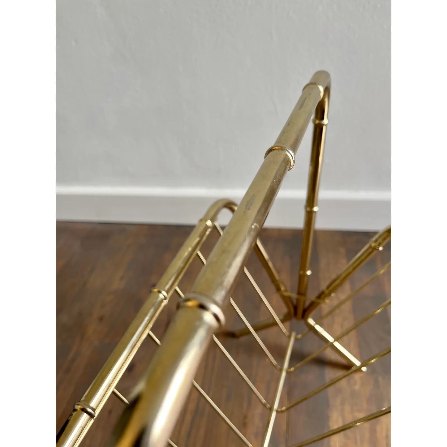 1970s Vintage Hollywood Regency Style Mid-Century Modern Brass Bamboo Magazine