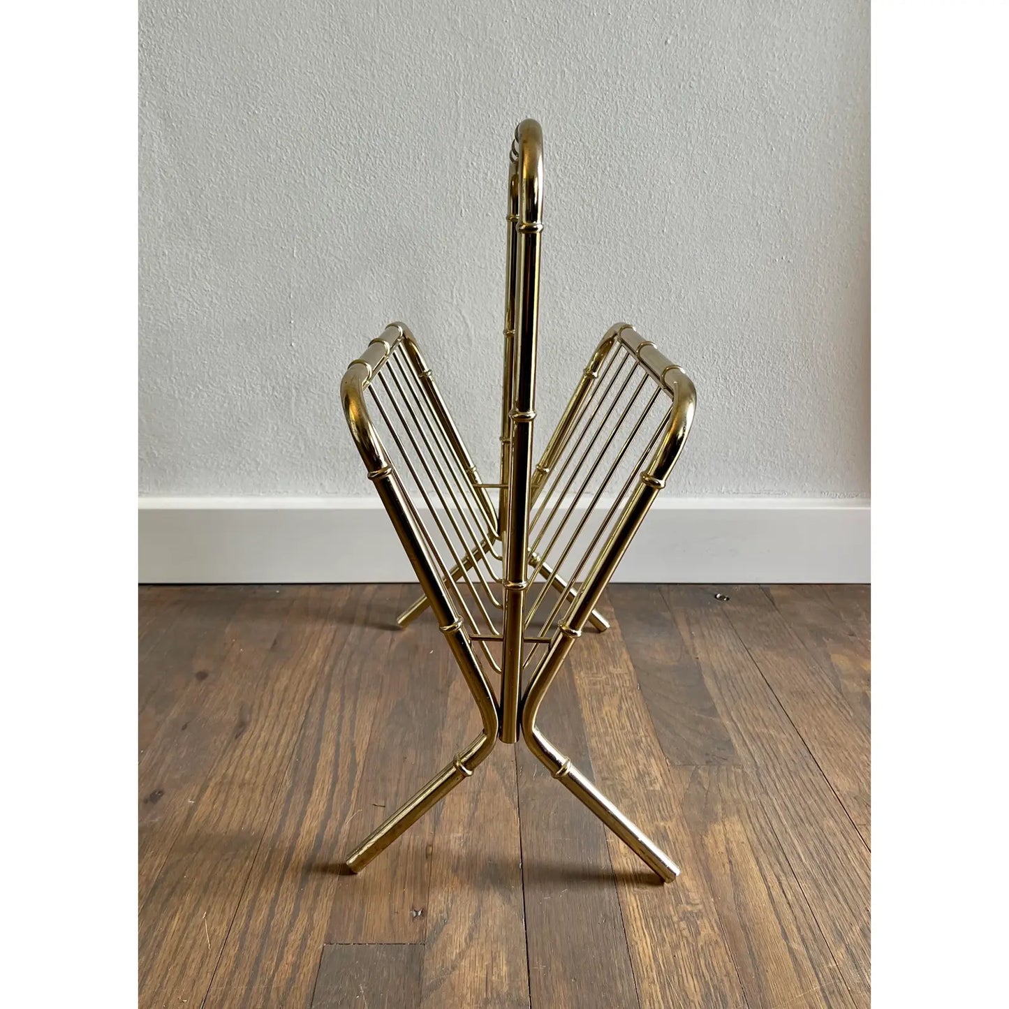 1970s Vintage Hollywood Regency Style Mid-Century Modern Brass Bamboo Magazine
