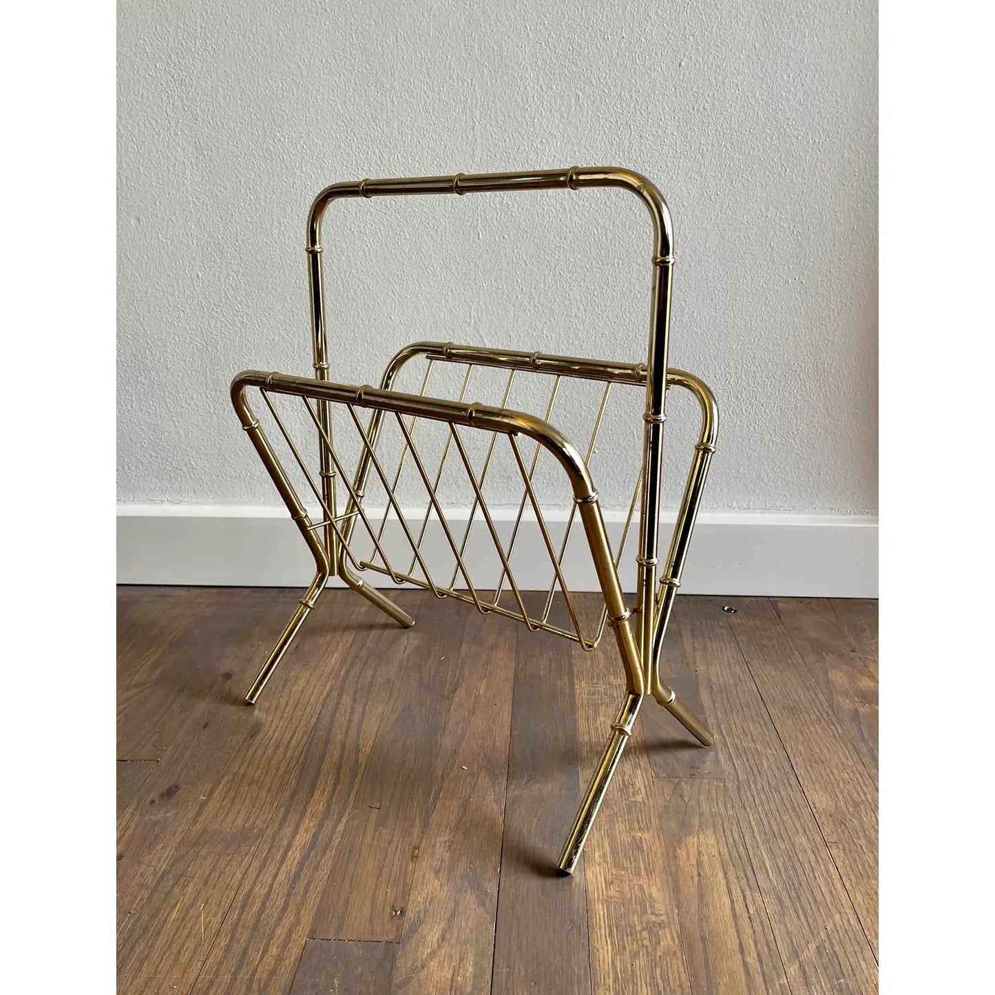 1970s Vintage Hollywood Regency Style Mid-Century Modern Brass Bamboo Magazine