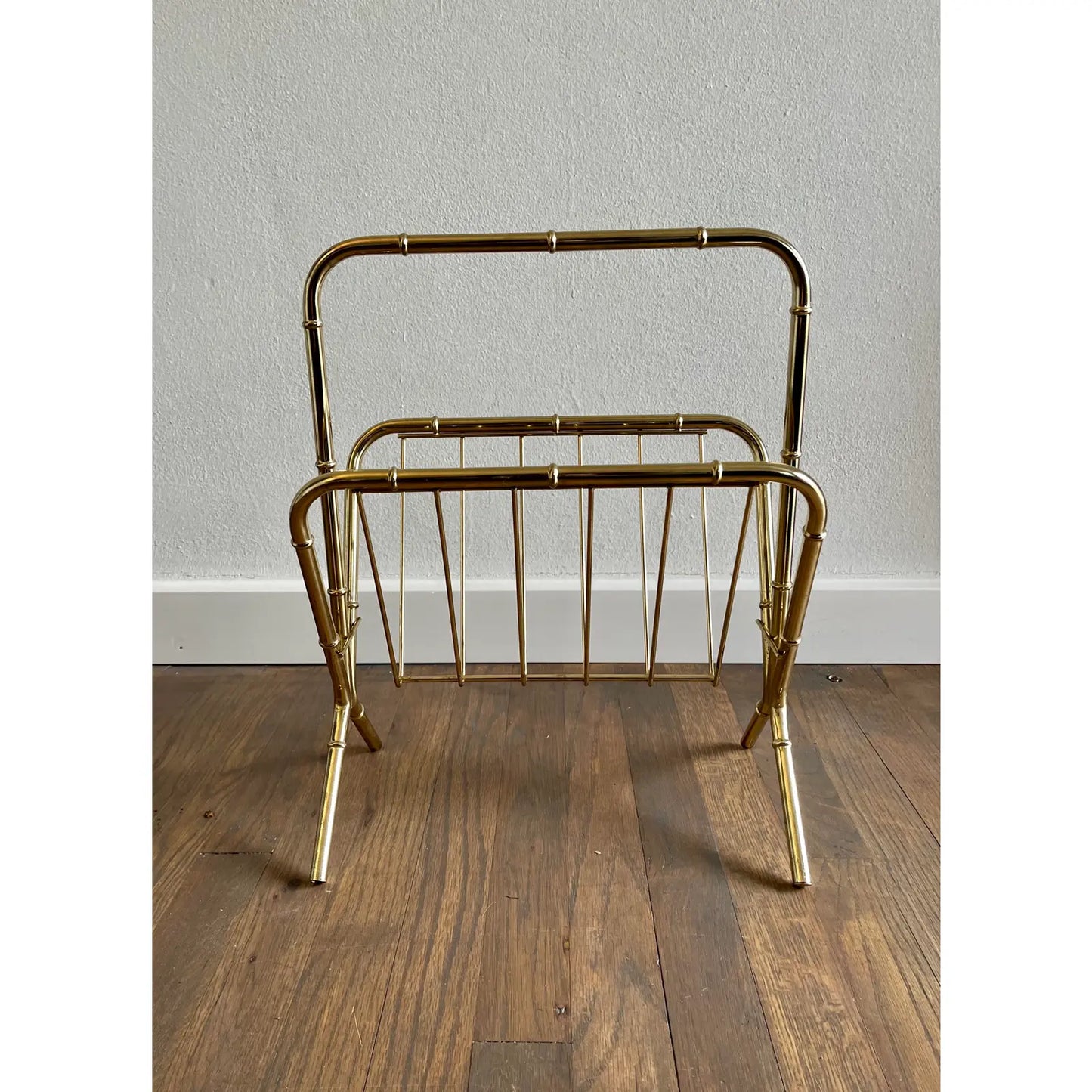 1970s Vintage Hollywood Regency Style Mid-Century Modern Brass Bamboo Magazine