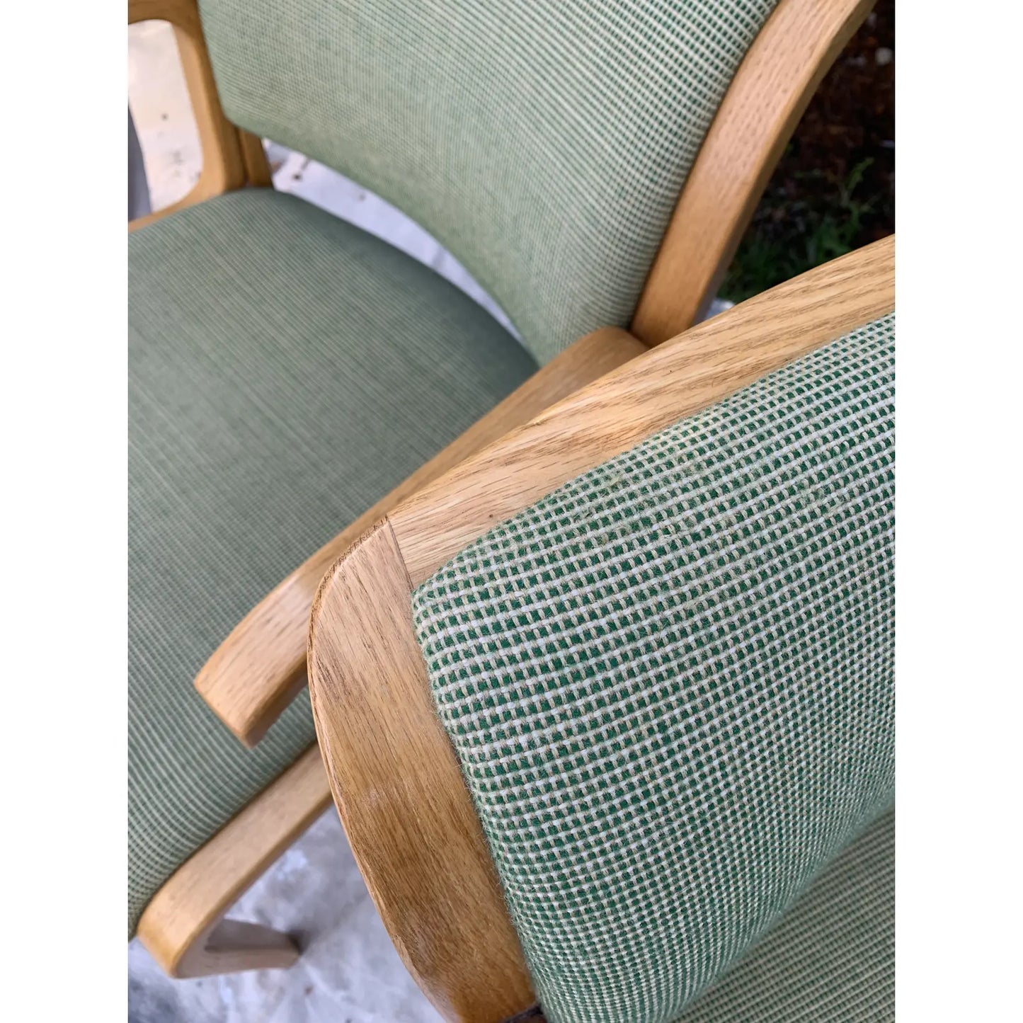1970s Vintage Thonet Bentwood Oak Upholstered Armchairs - a Pair
