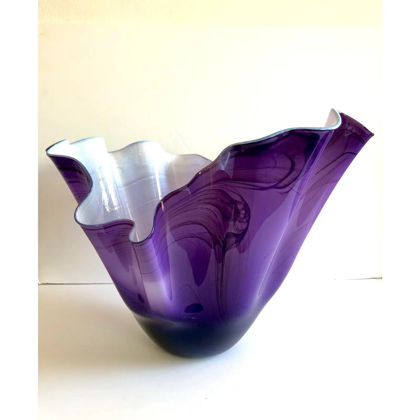 1990s Mouth Blown Glass Bowl Sculpture by Artist Dan Bergsma