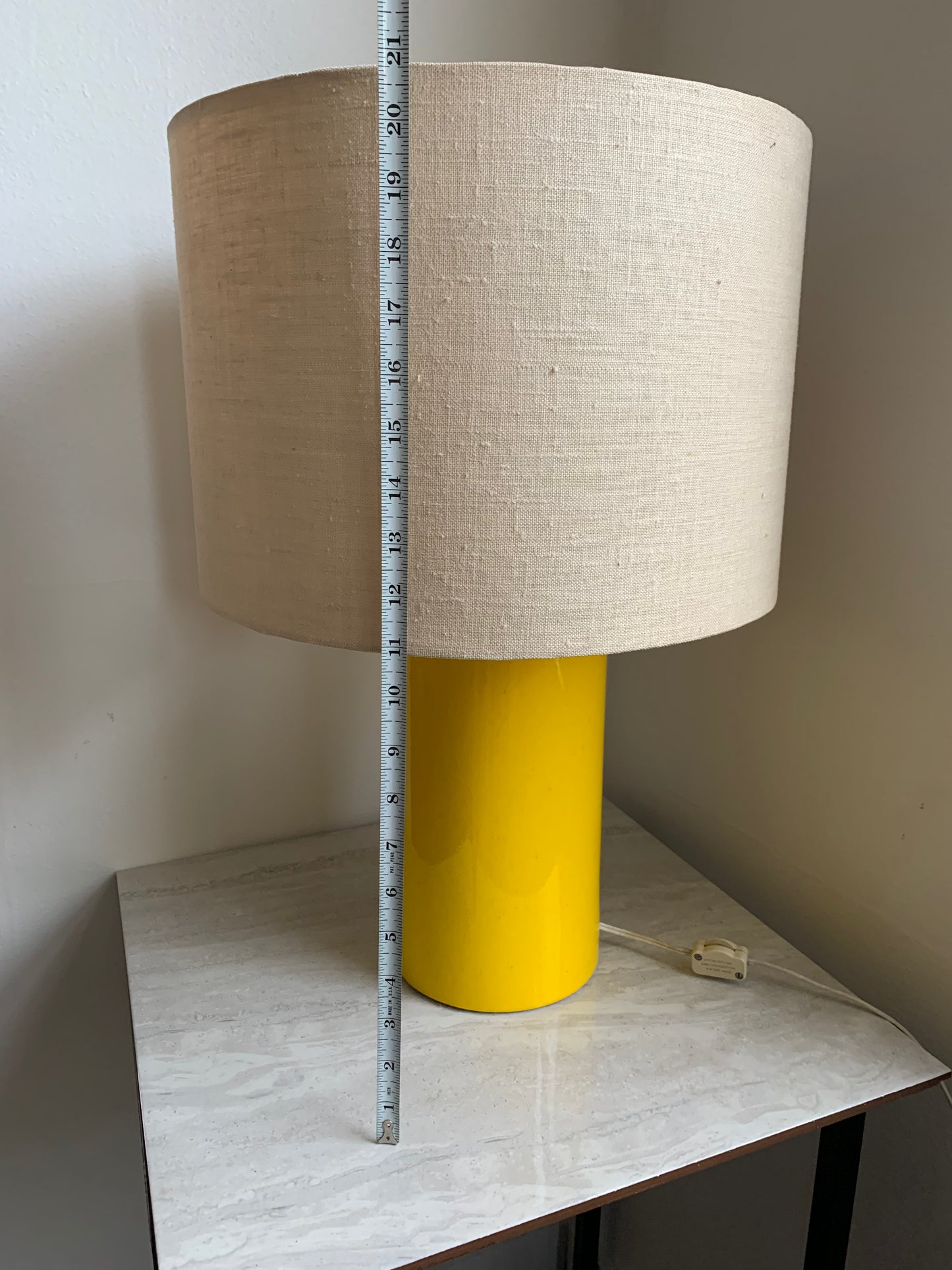 Mid-Century Modern Canary Yellow Ceramic Dual Setting Lamp