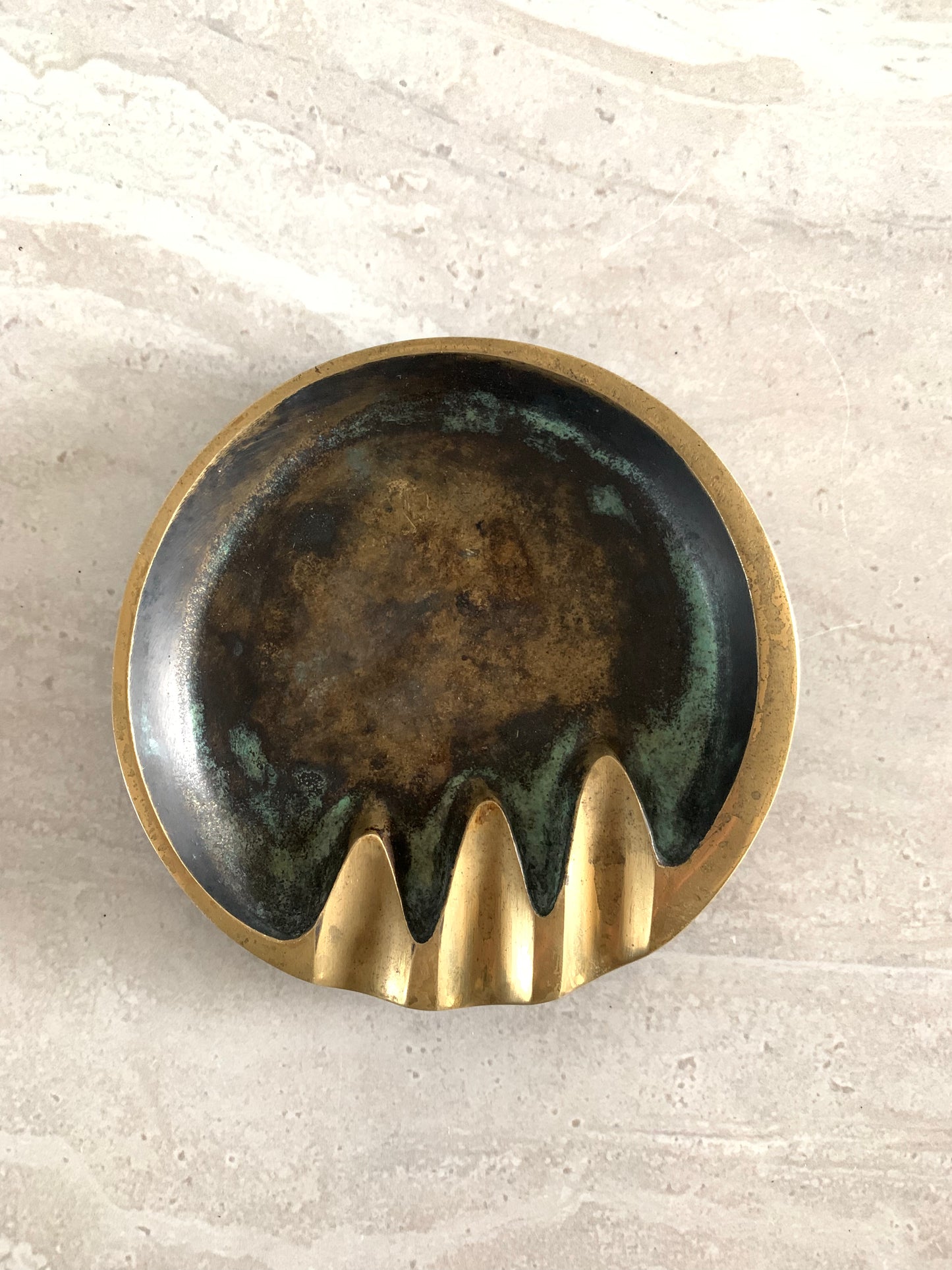 Mid-Century Modernist Verdigris Bronze Ashtray