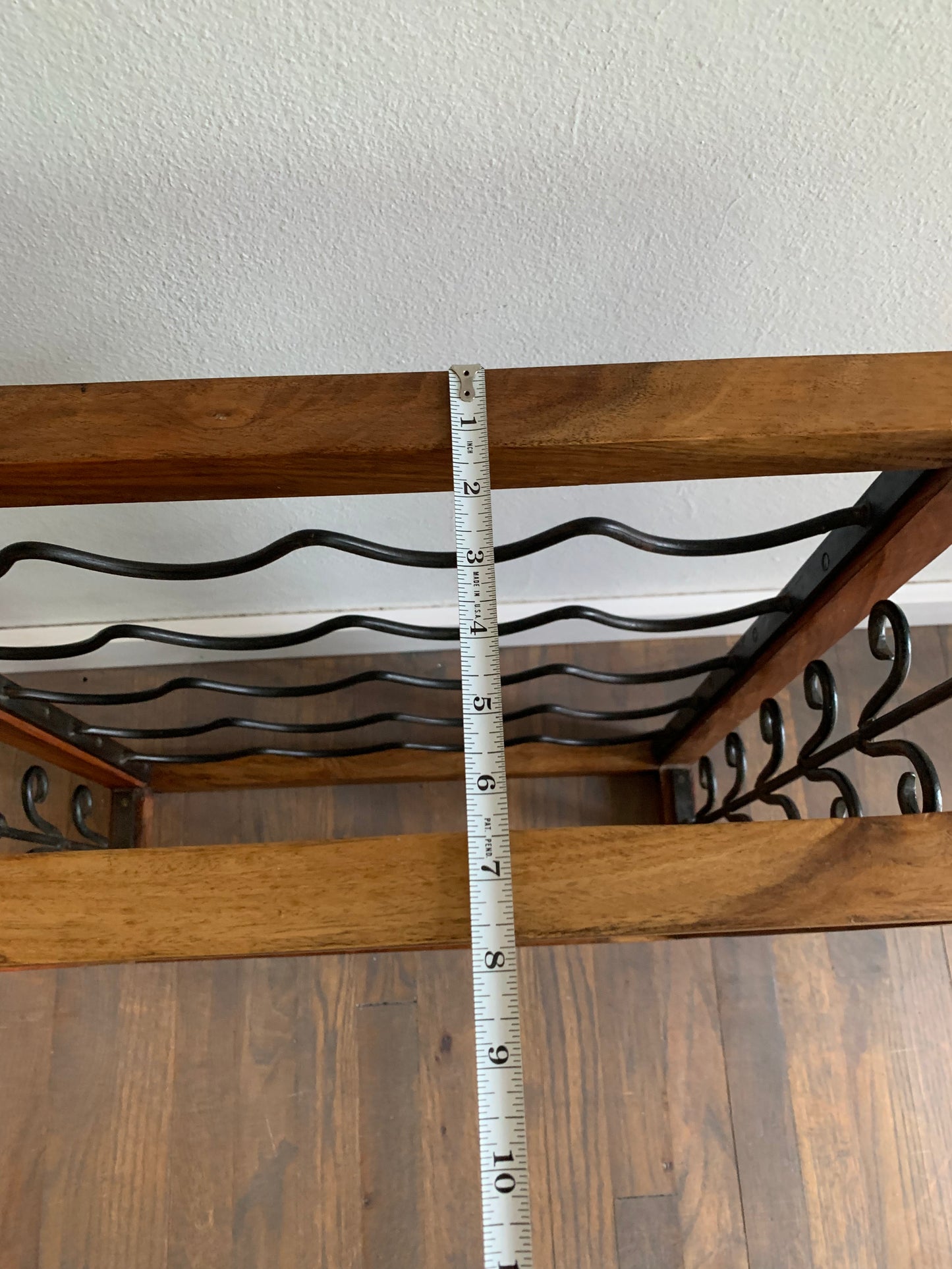 Vintage Brazilwood Rustic Hardwood & Wrought Iron Wine Rack