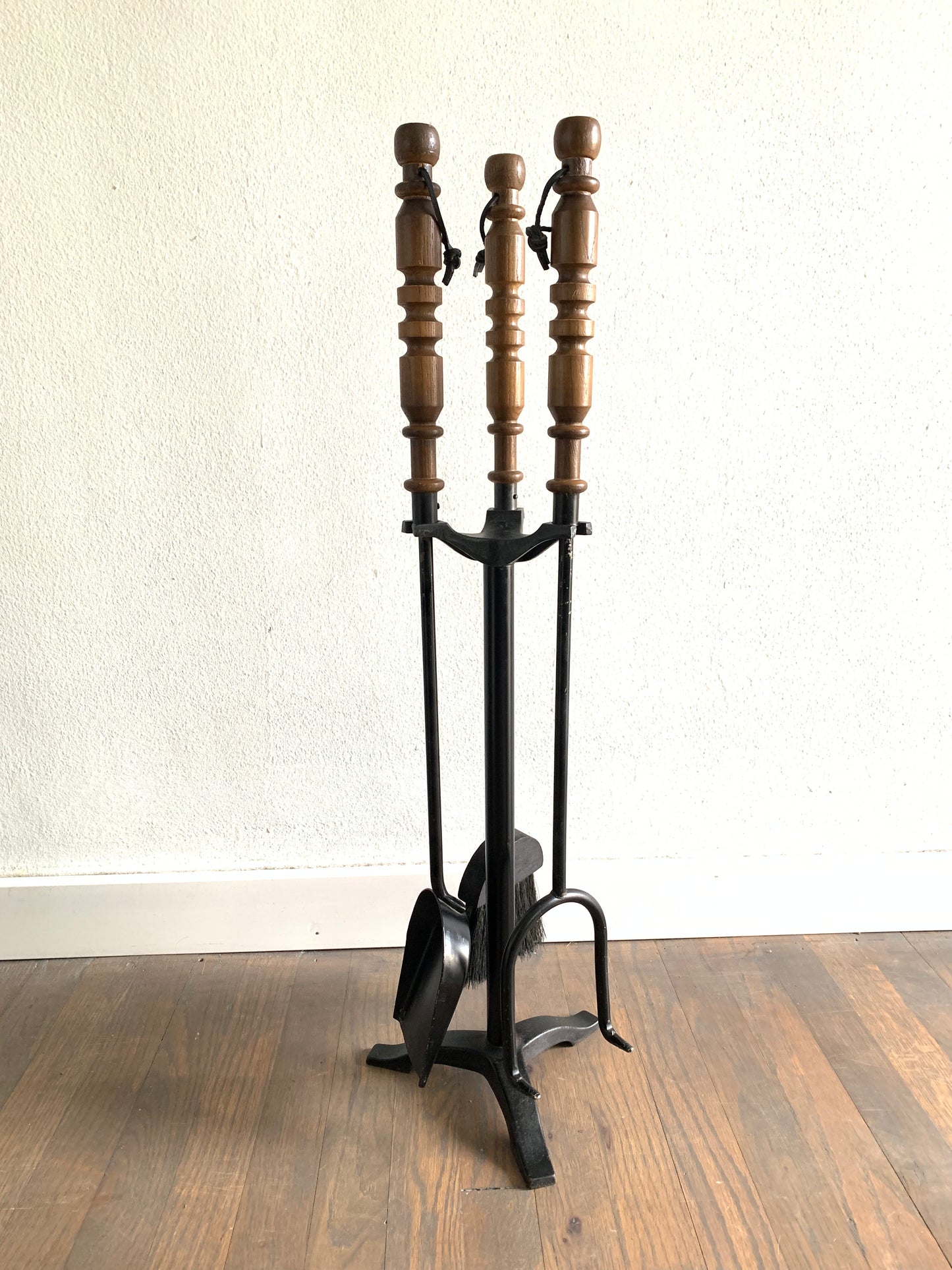 Mid-Century Modern Turned Wood Fireplace Tools