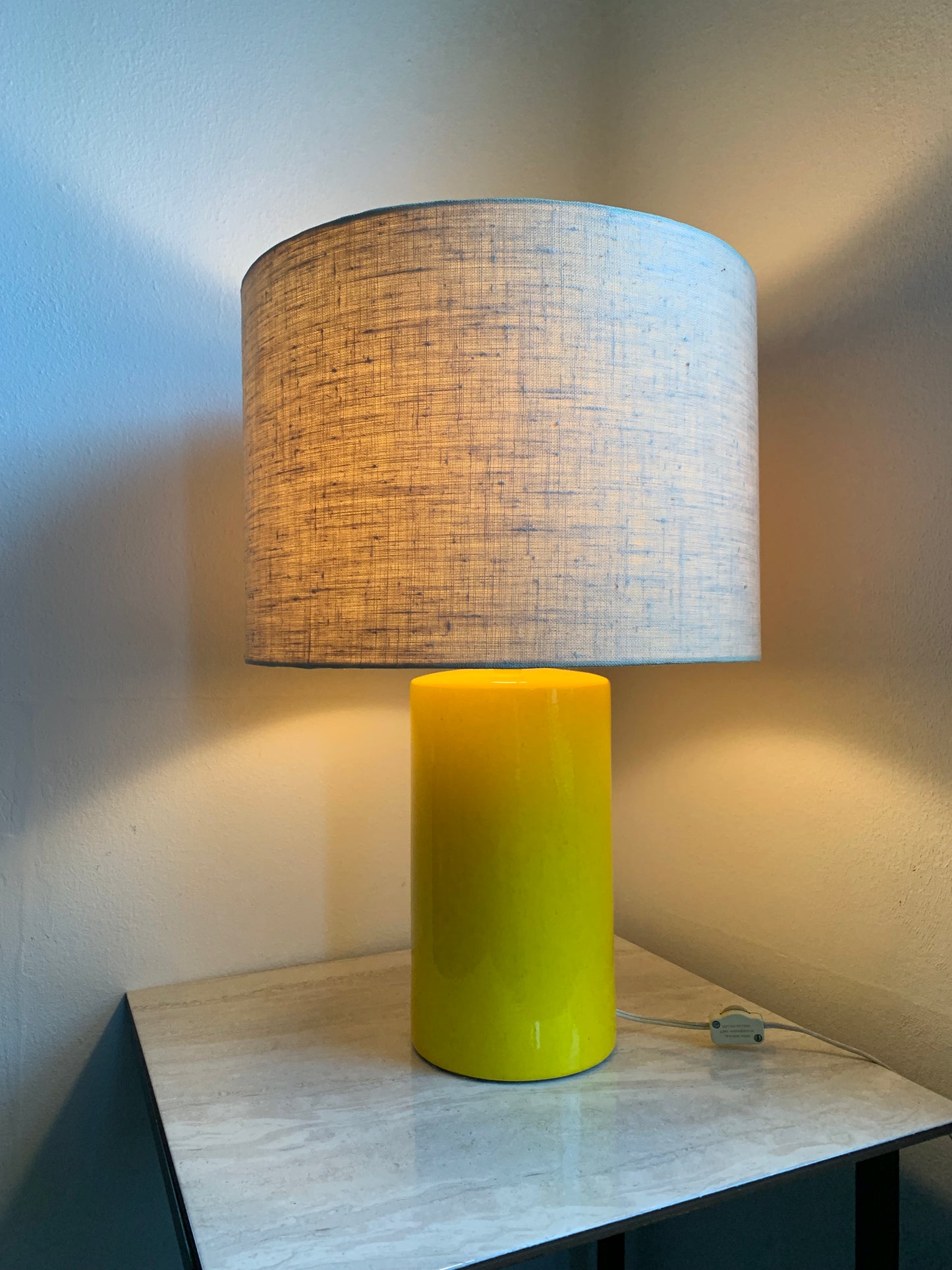 Mid-Century Modern Canary Yellow Ceramic Dual Setting Lamp