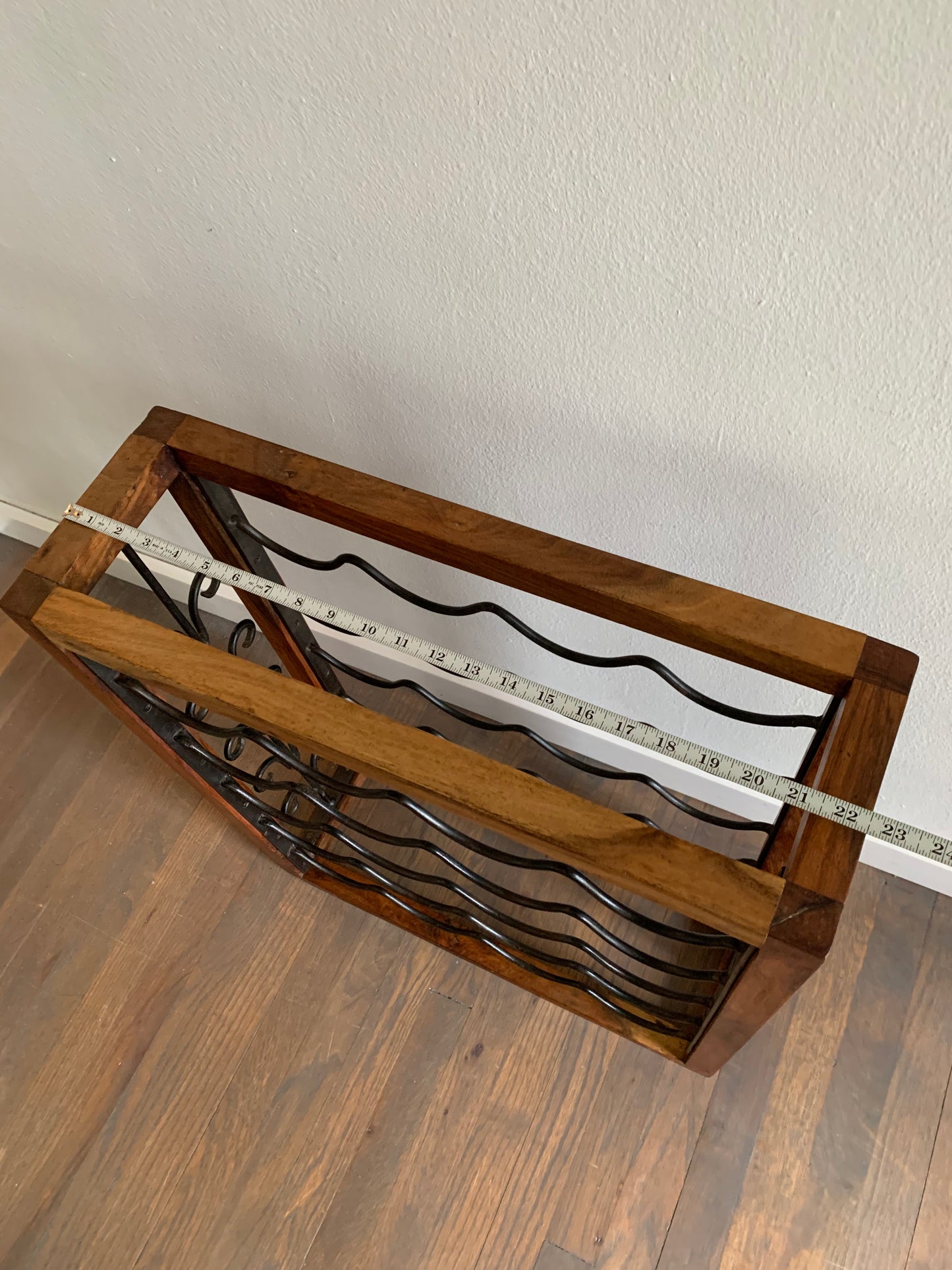 Vintage Brazilwood Rustic Hardwood & Wrought Iron Wine Rack