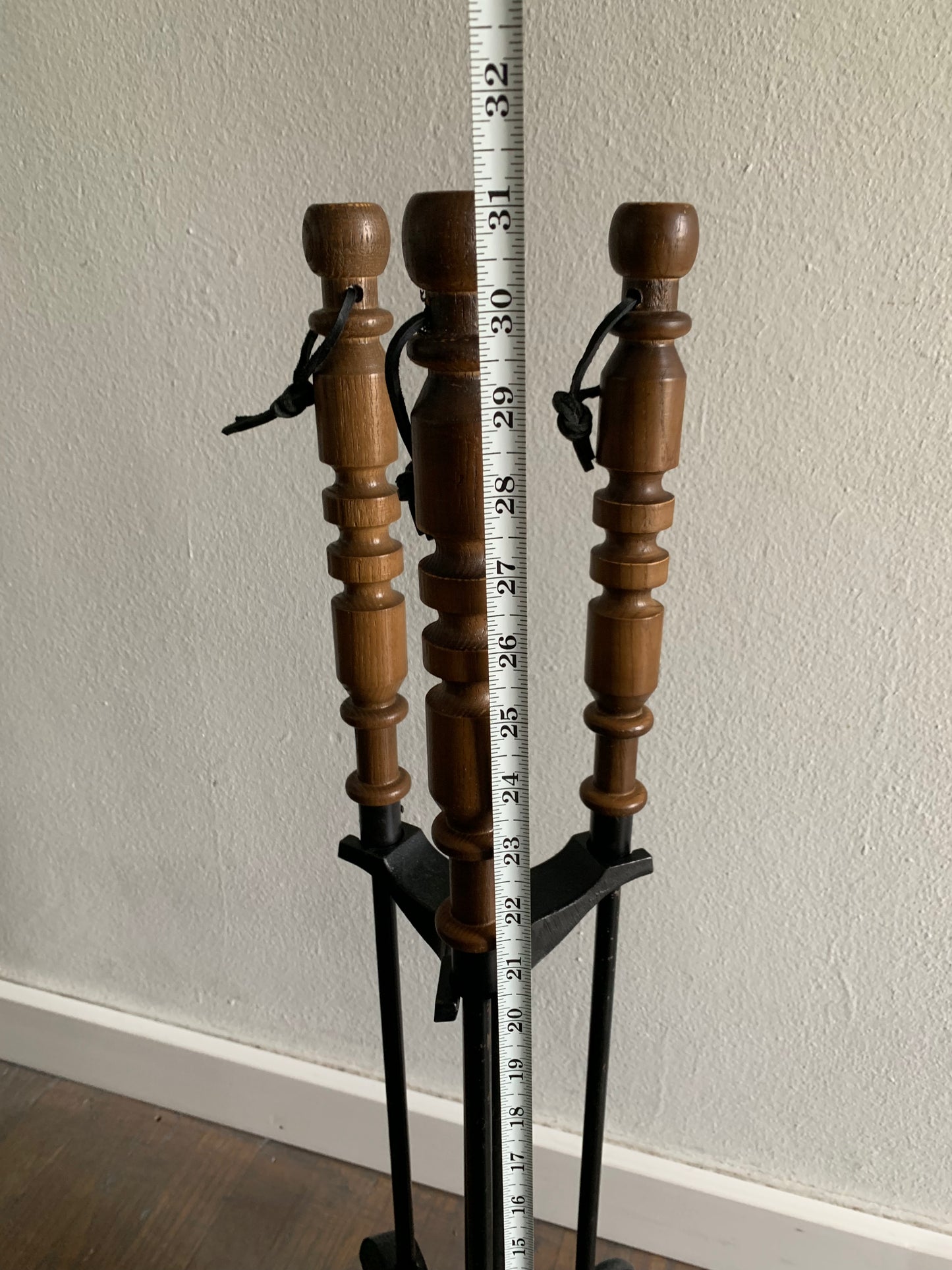 Mid-Century Modern Turned Wood Fireplace Tools