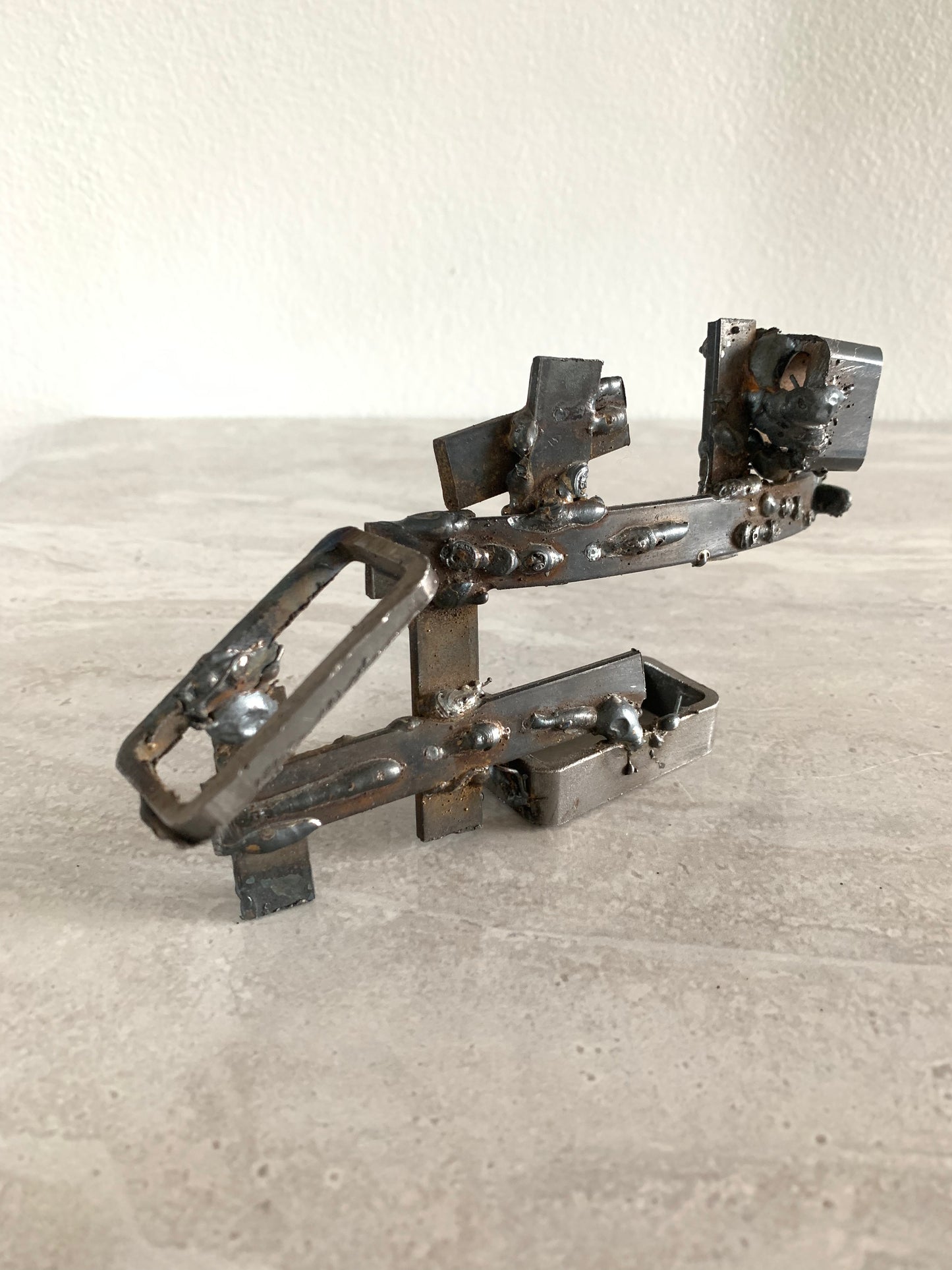 Vintage Mid-Century Brutalist Abstract Metal Sculpture
