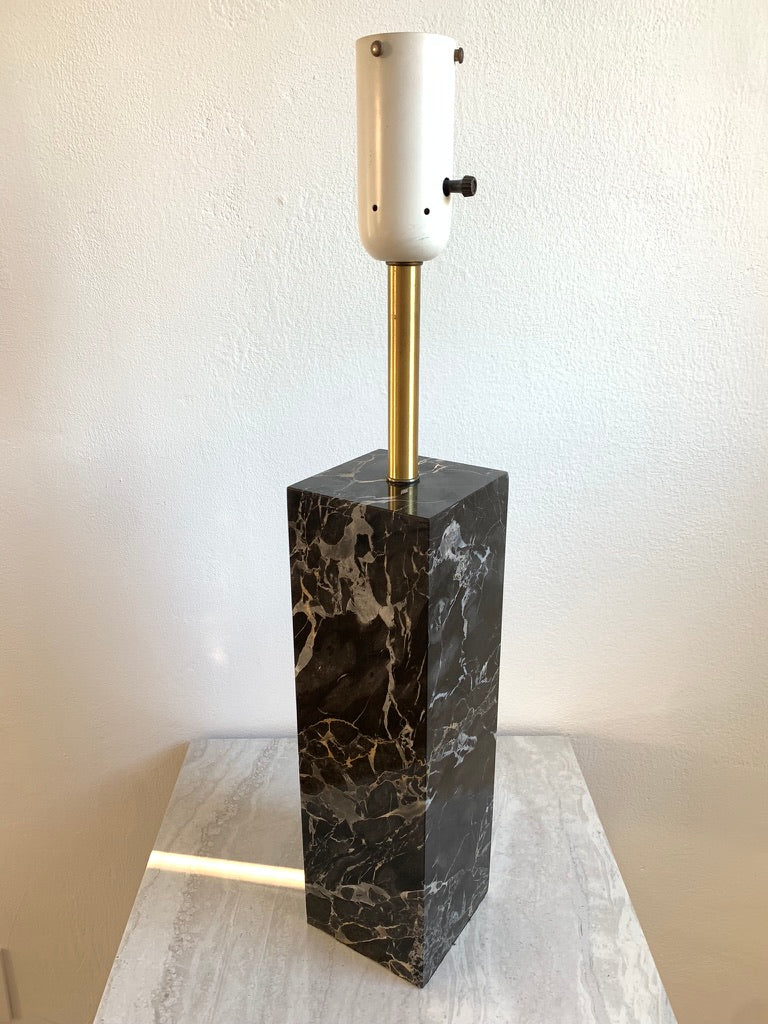Mid-Century Modern Walter Von Nessen Table Lamp in Black Variegated Marble