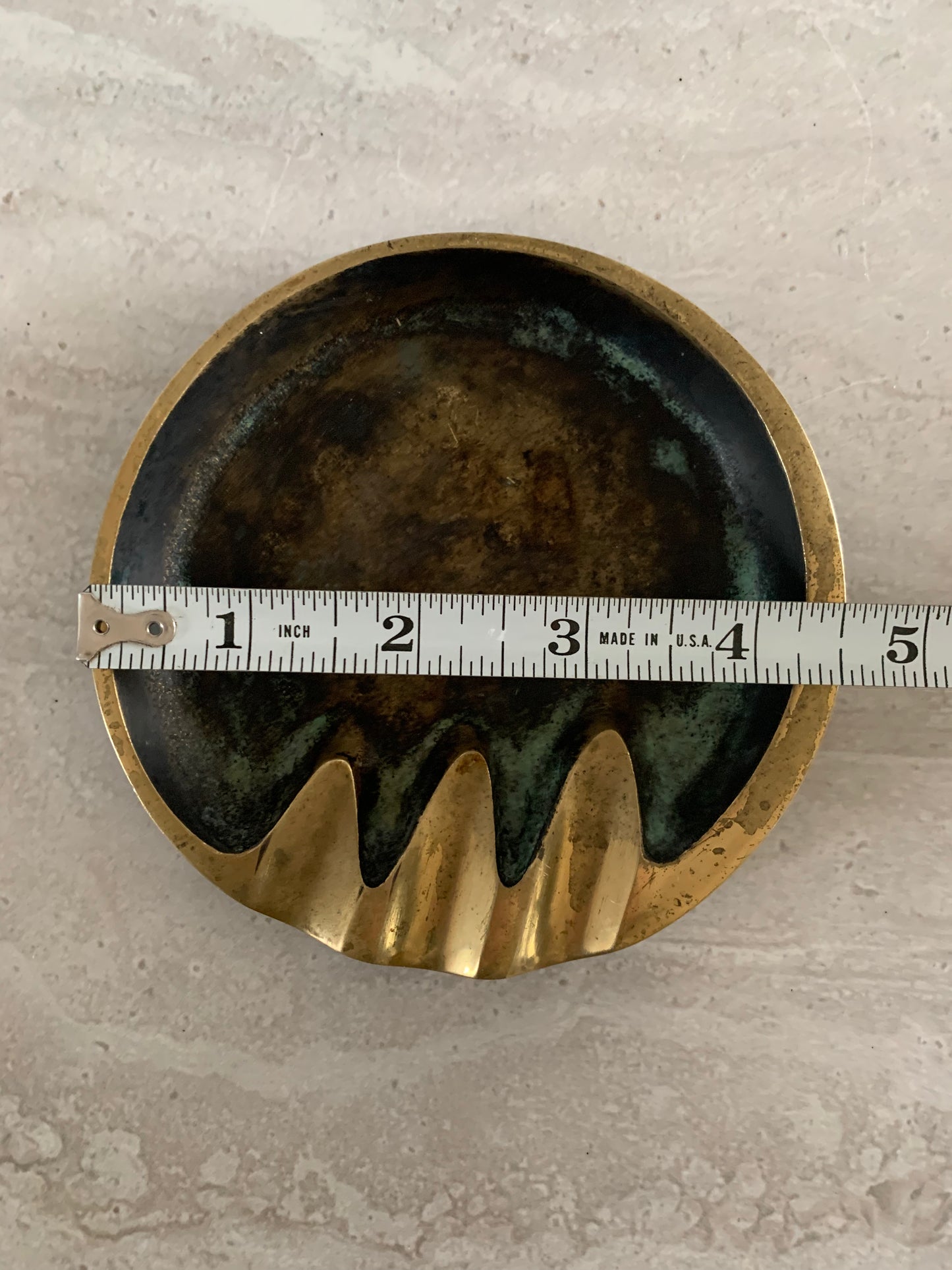 Mid-Century Modernist Verdigris Bronze Ashtray