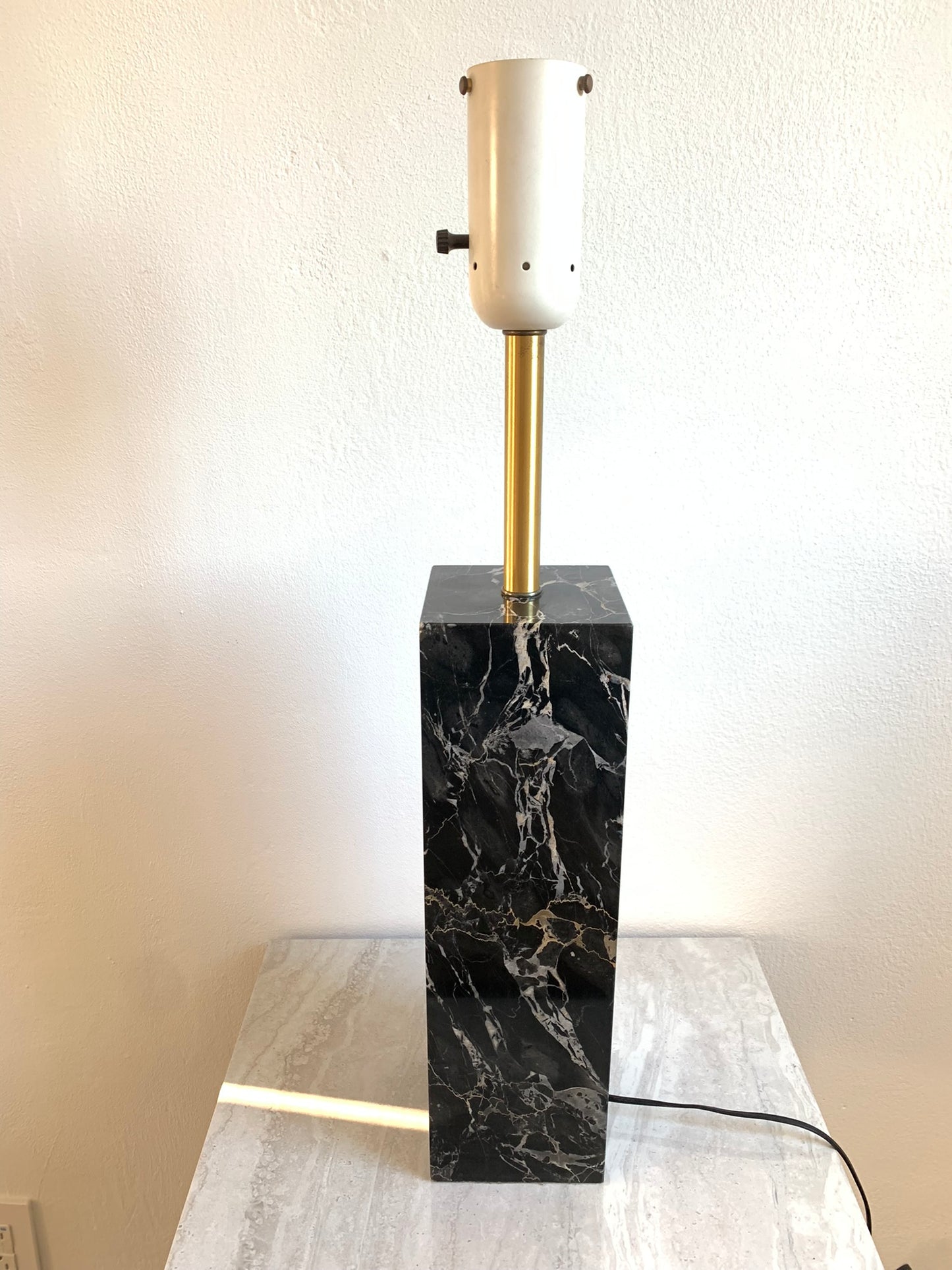 Mid-Century Modern Walter Von Nessen Table Lamp in Black Variegated Marble