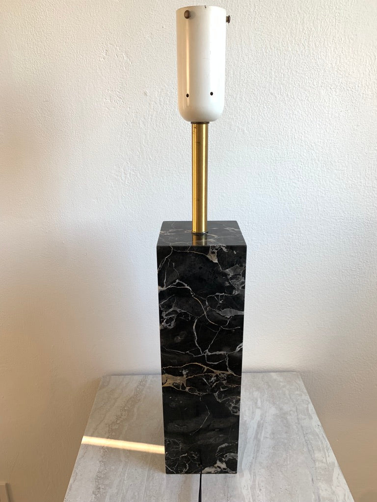 Mid-Century Modern Walter Von Nessen Table Lamp in Black Variegated Marble