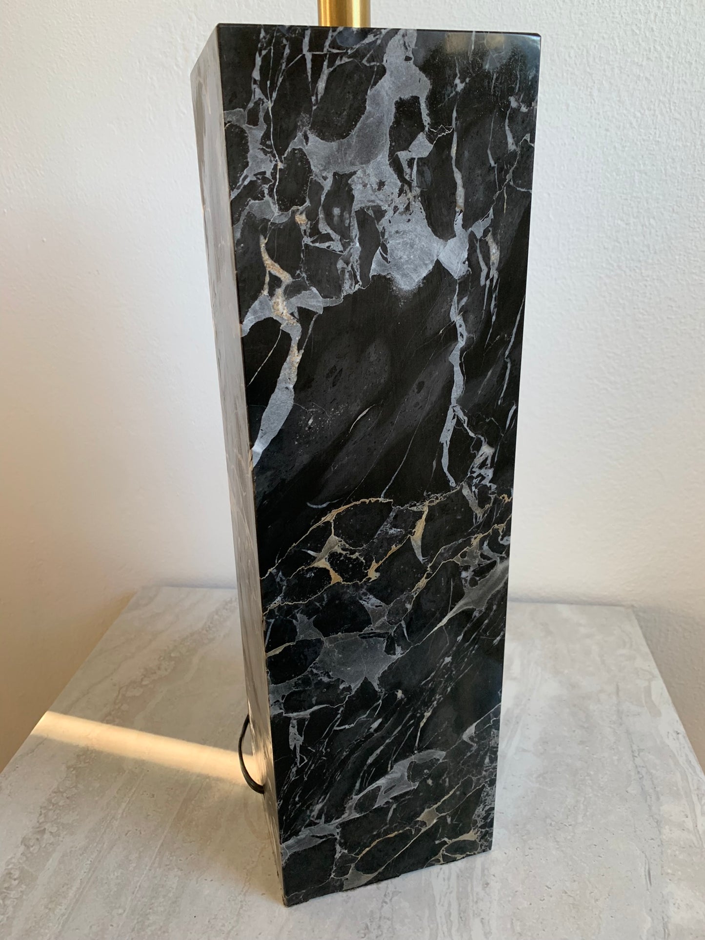 Mid-Century Modern Walter Von Nessen Table Lamp in Black Variegated Marble