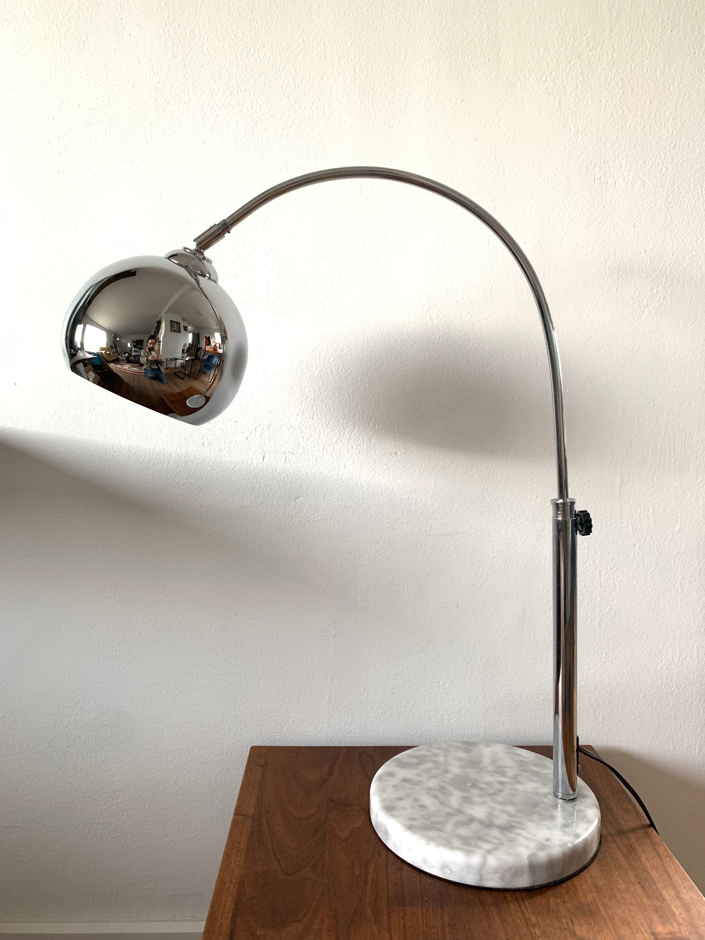 George Kovacs Chrome Eyeball Table Lamp With Marble Base