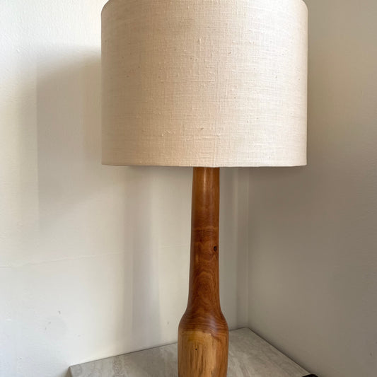 Mid-Century Modern Turned Exotic Wood Table Lamp