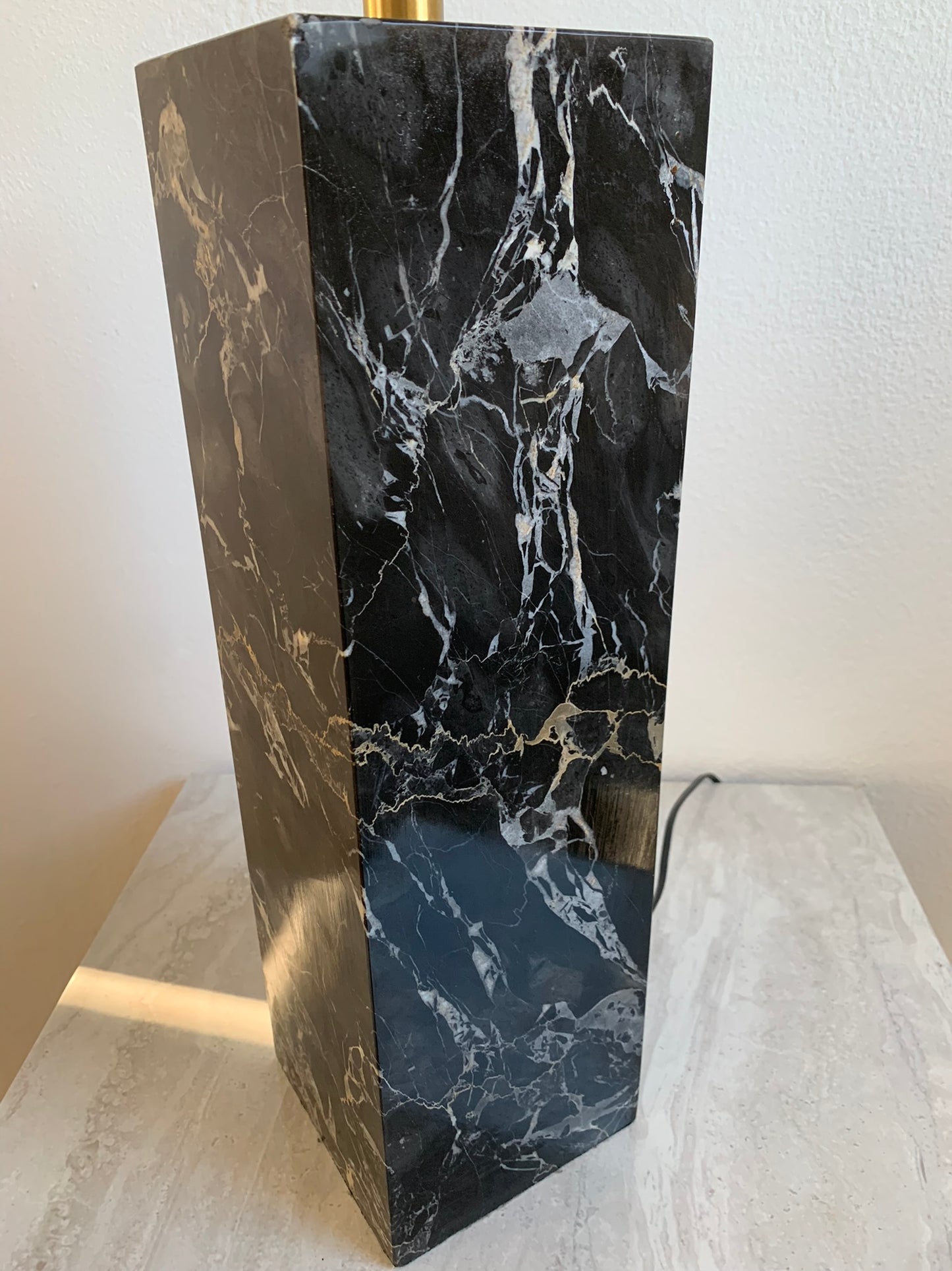 Mid-Century Modern Walter Von Nessen Table Lamp in Black Variegated Marble