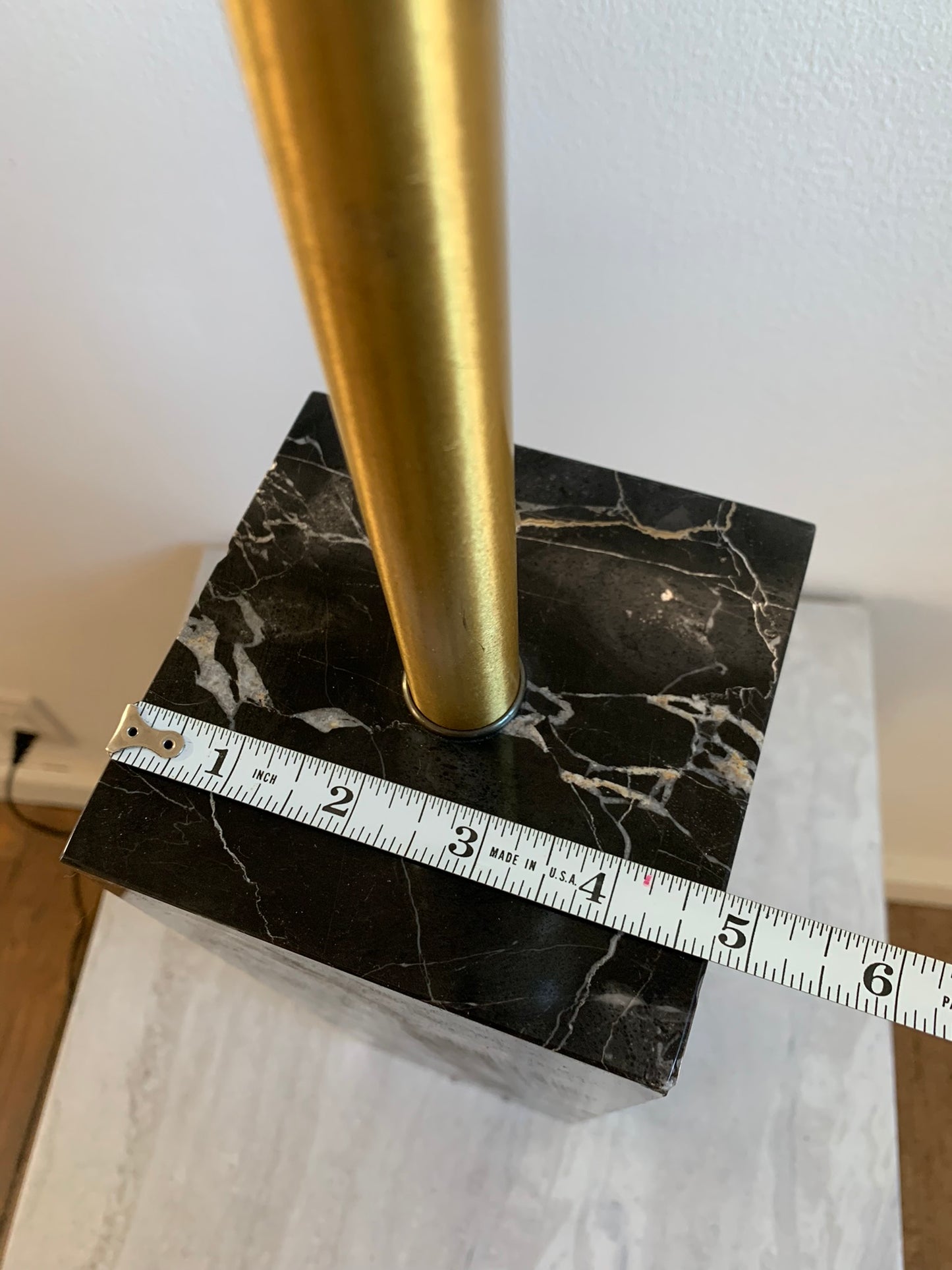 Mid-Century Modern Walter Von Nessen Table Lamp in Black Variegated Marble