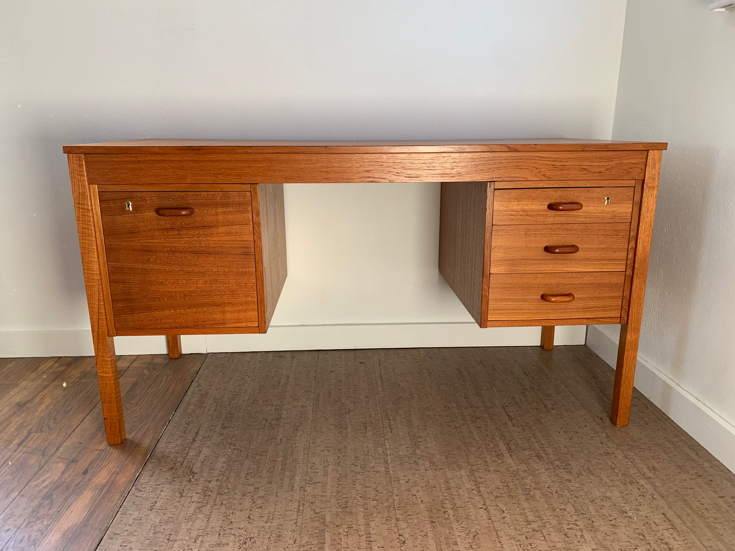 Mid-Century Danish Modern Domino Mobler Teak Executive Desk