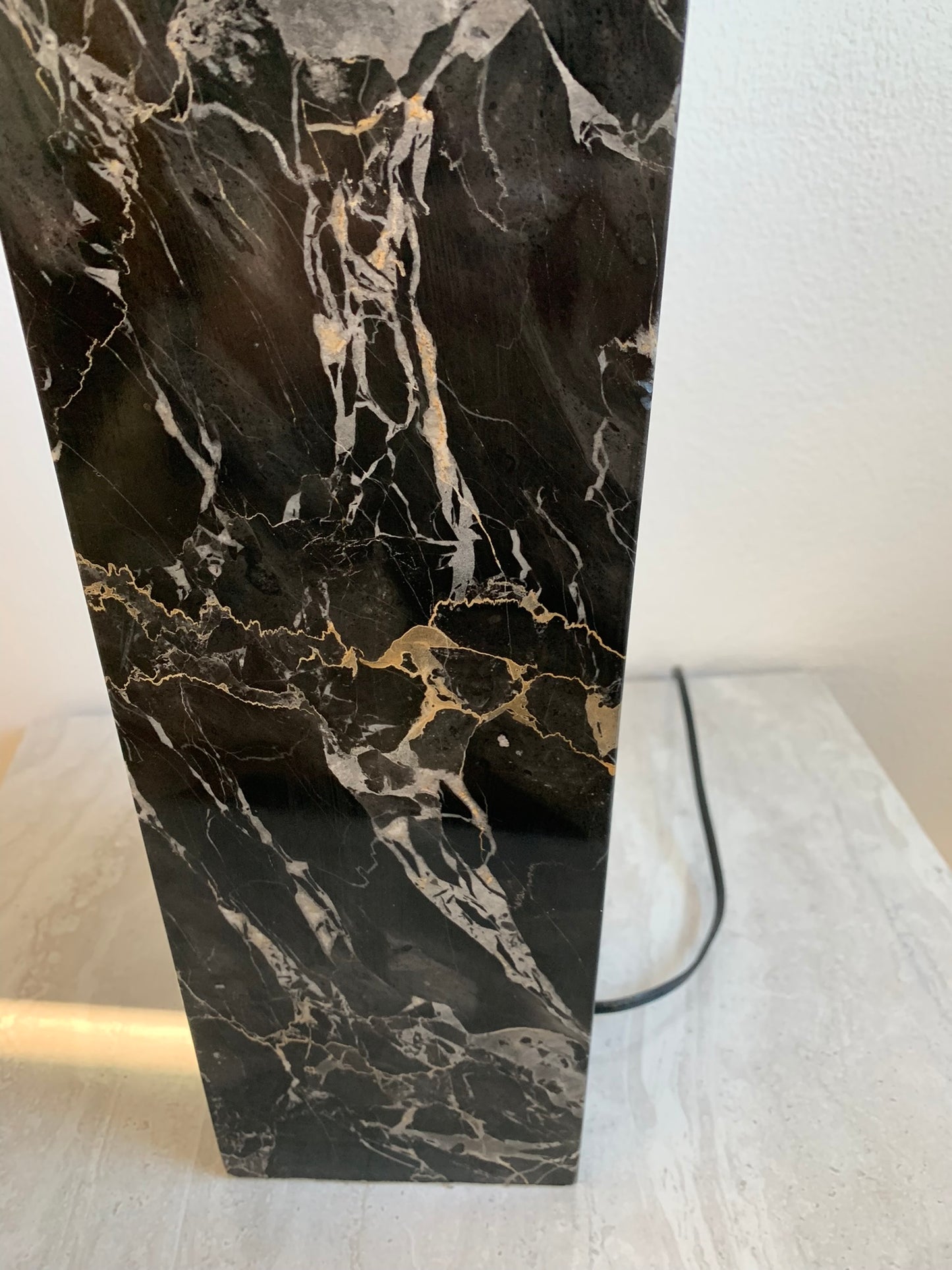 Mid-Century Modern Walter Von Nessen Table Lamp in Black Variegated Marble