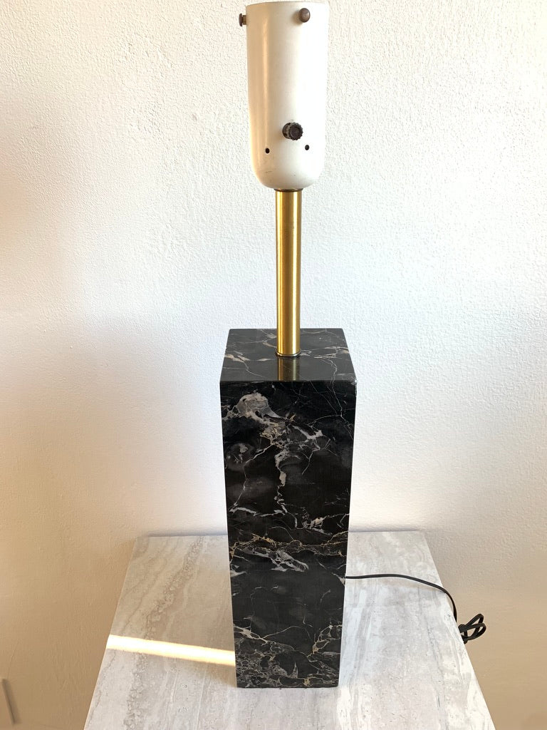 Mid-Century Modern Walter Von Nessen Table Lamp in Black Variegated Marble