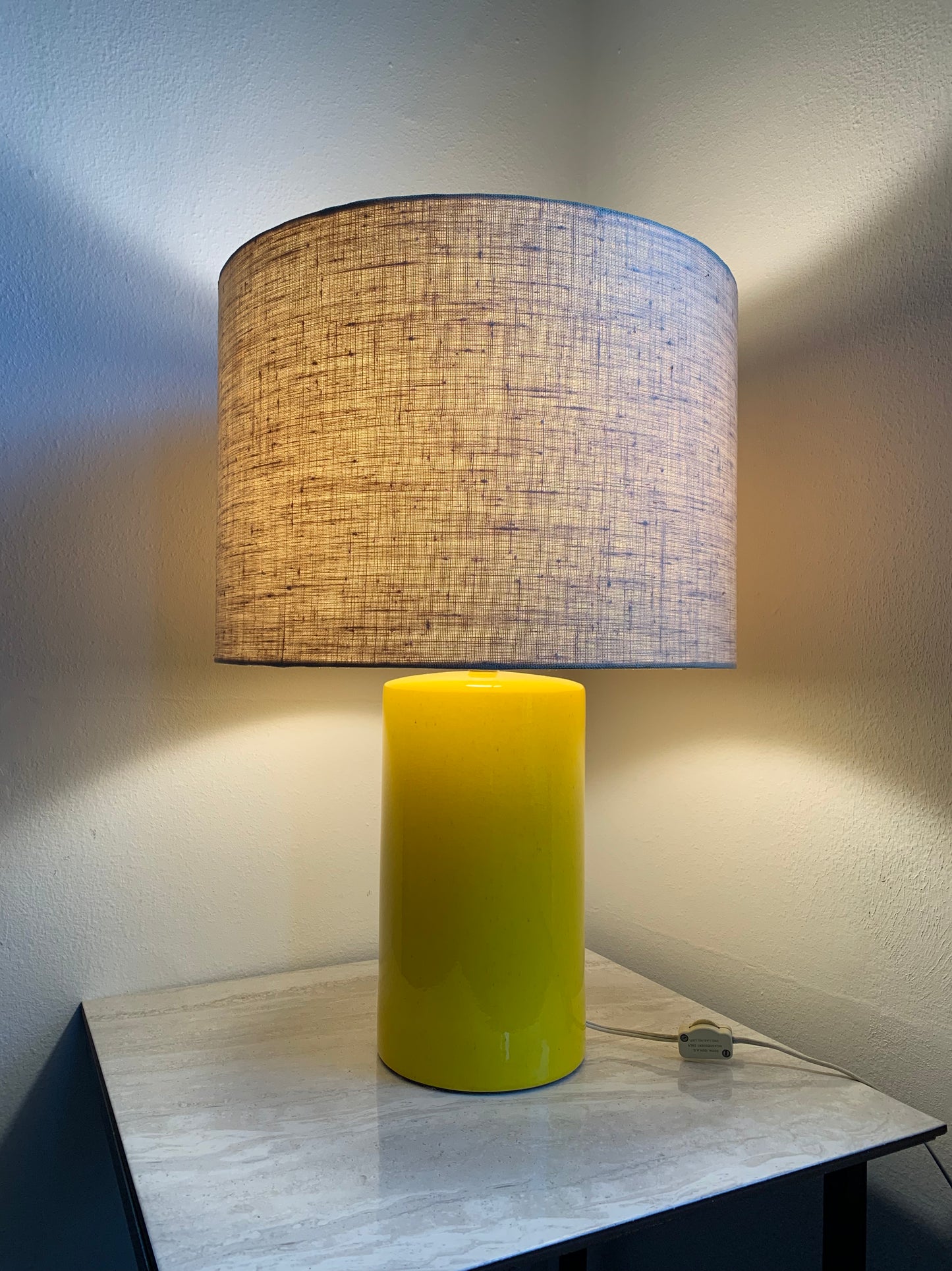Mid-Century Modern Canary Yellow Ceramic Dual Setting Lamp