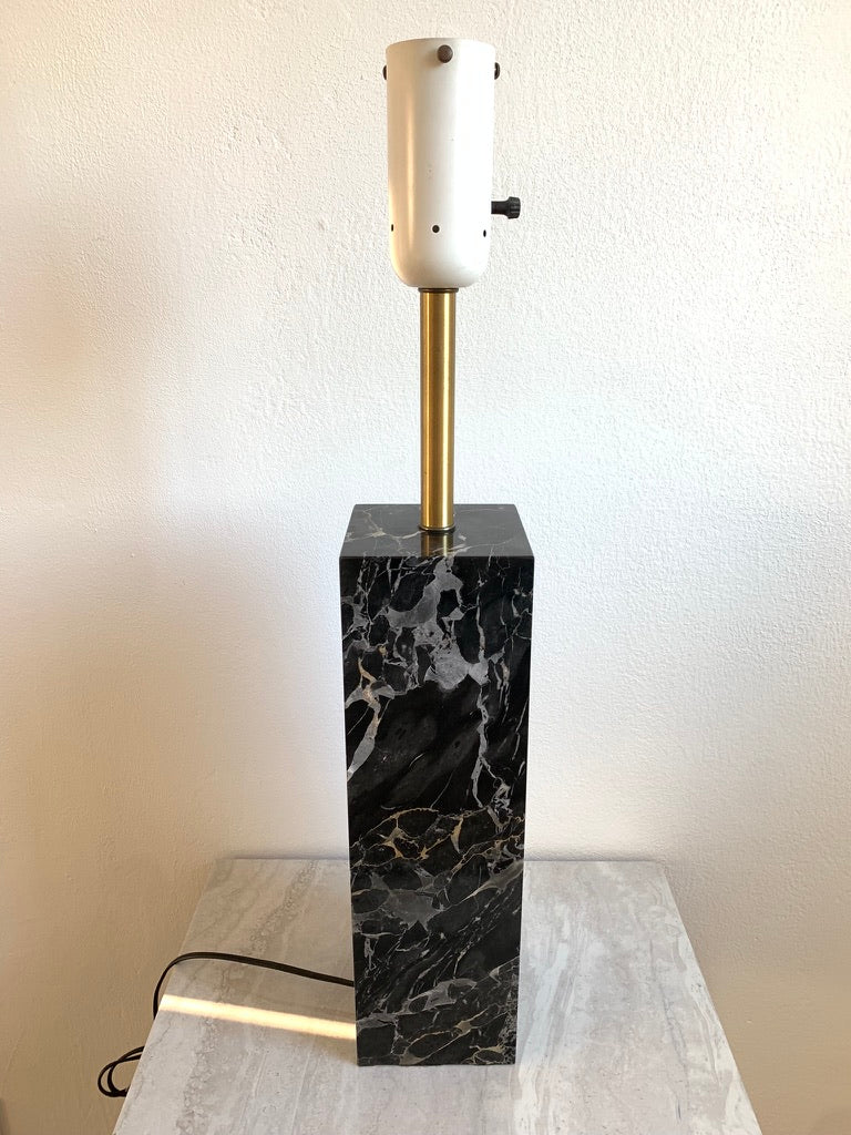 Mid-Century Modern Walter Von Nessen Table Lamp in Black Variegated Marble
