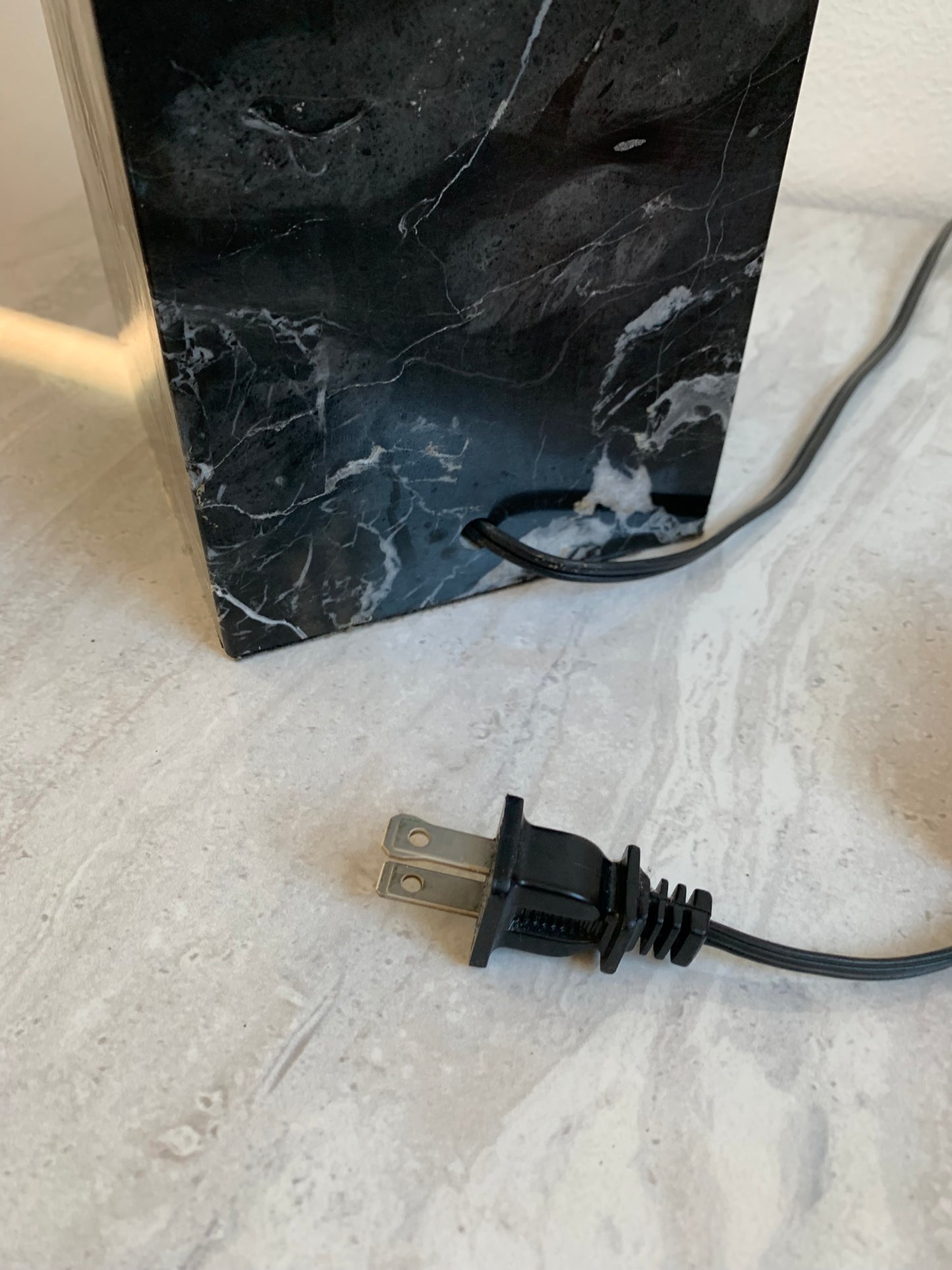 Mid-Century Modern Walter Von Nessen Table Lamp in Black Variegated Marble